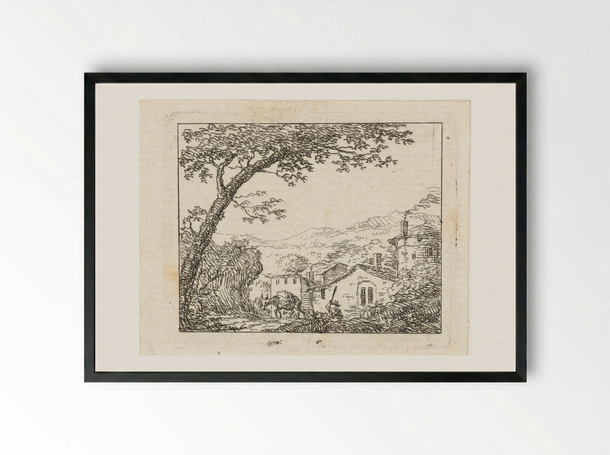 Dorpsgezicht (Village View) - Johanna de Bruyn - Framed Print Black