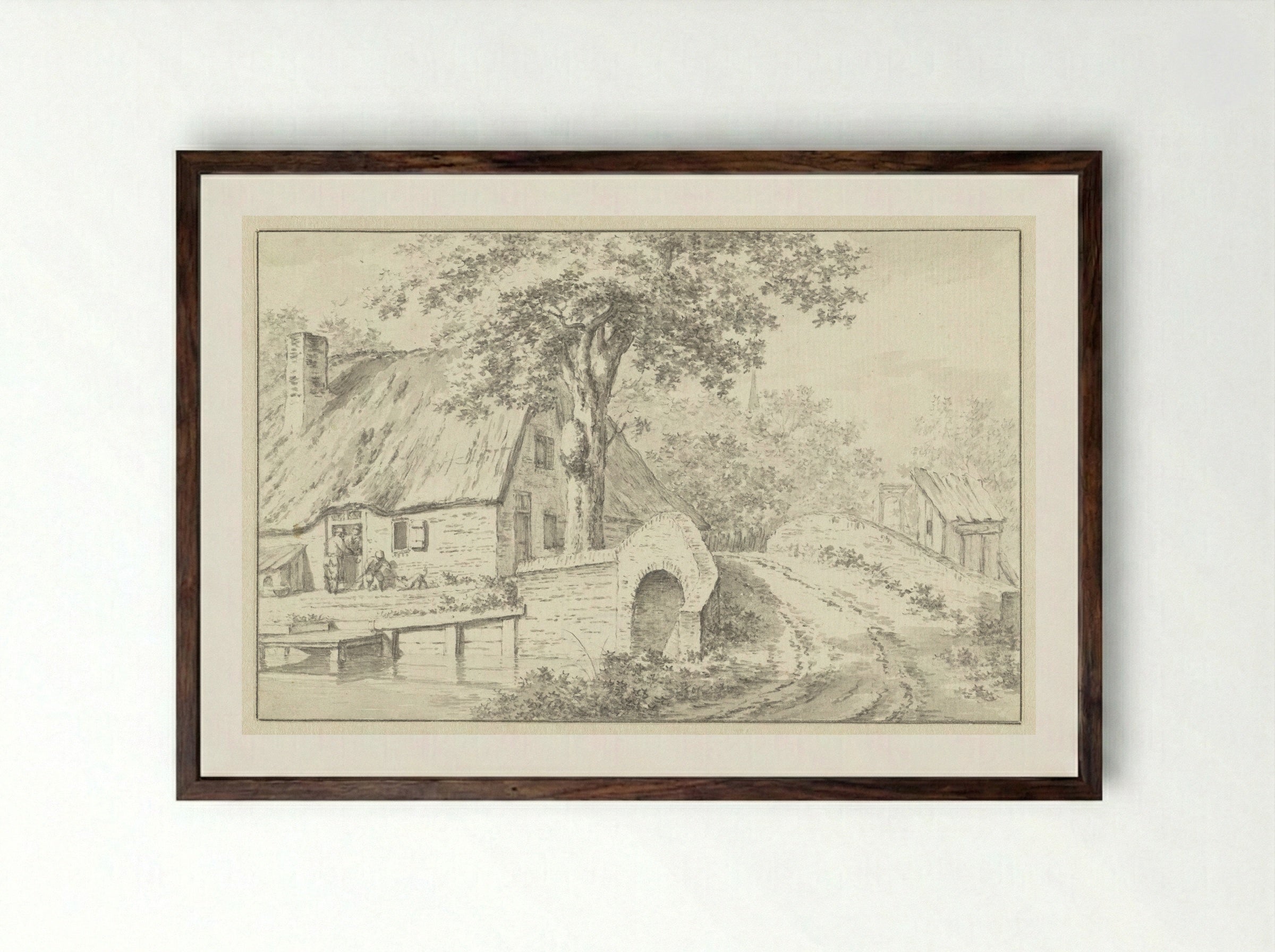 Dorpsgezicht (Village View) - Jacob Cats - Framed Print Dark Wood