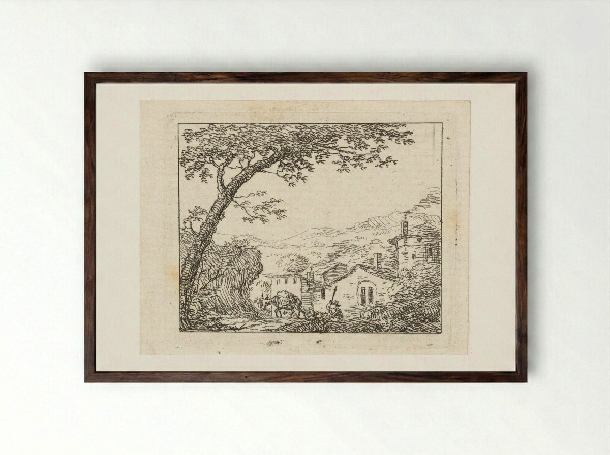 Dorpsgezicht (Village View) - Johanna de Bruyn - Framed Print Dark Wood