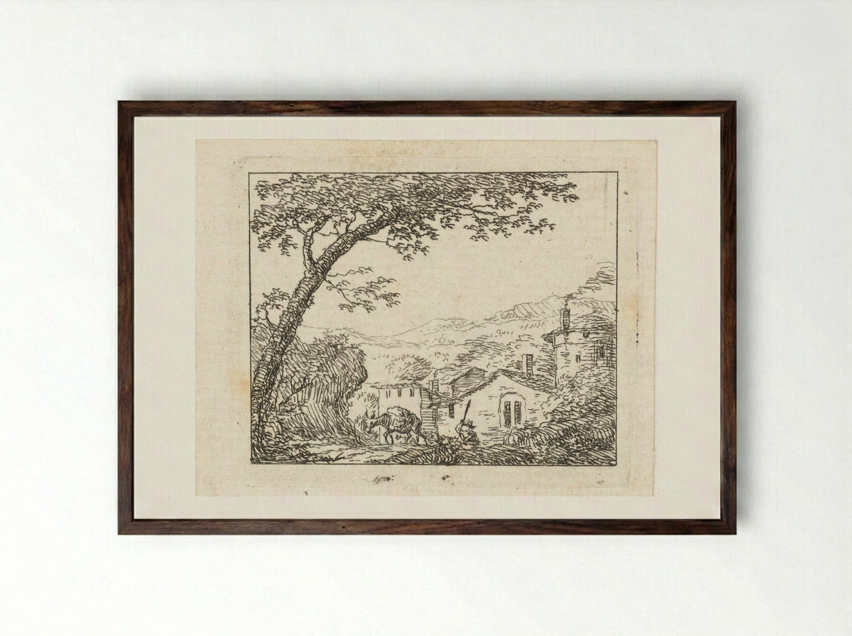 Dorpsgezicht (Village View) - Johanna de Bruyn - Framed Print Dark Wood