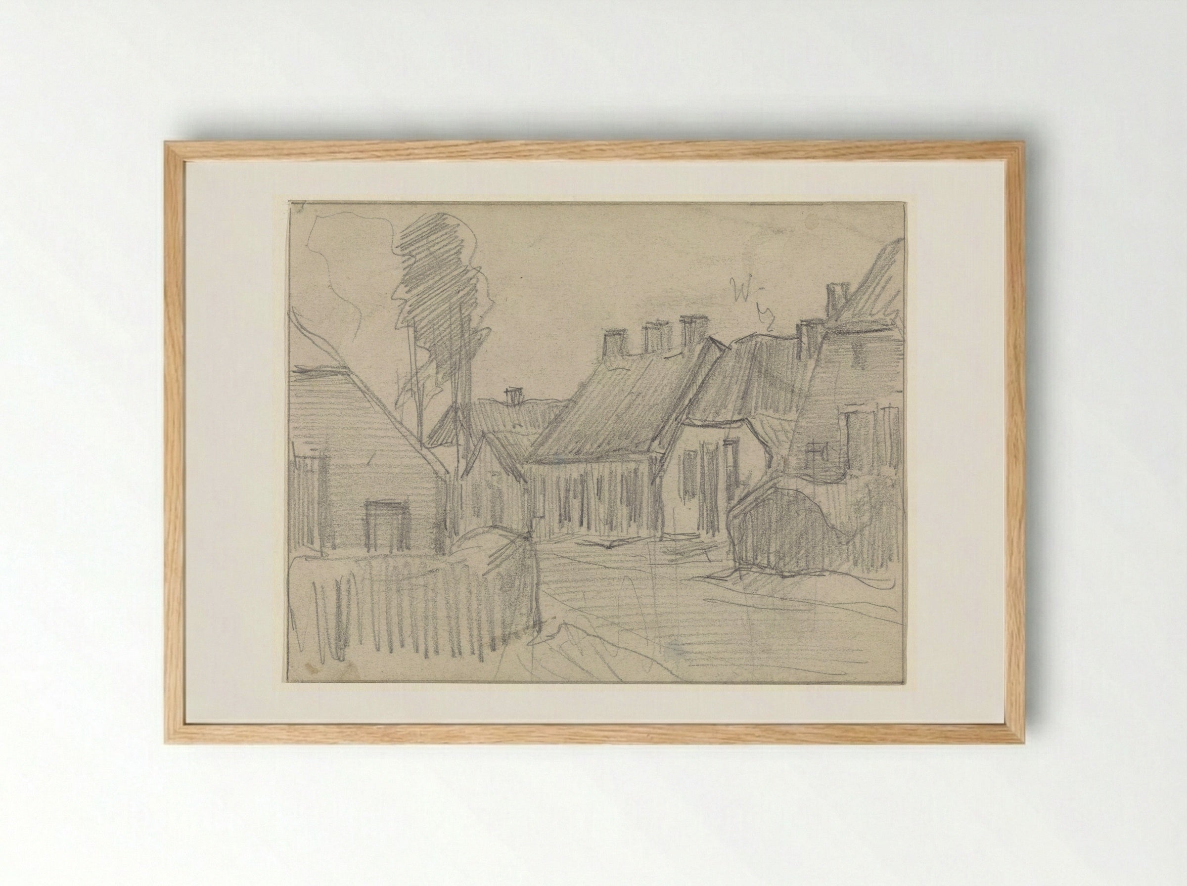 Dorpsgezicht (Village View) - Jan van Essen - Framed Print Wood