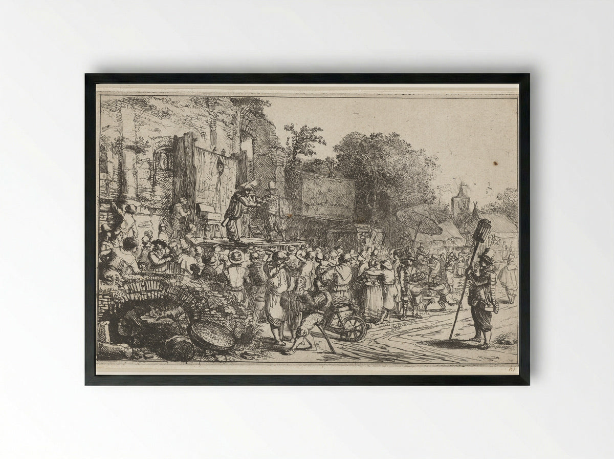Dorpskermis met twee kwakzalvers - Constantijn à Renesse - Framed Print Black