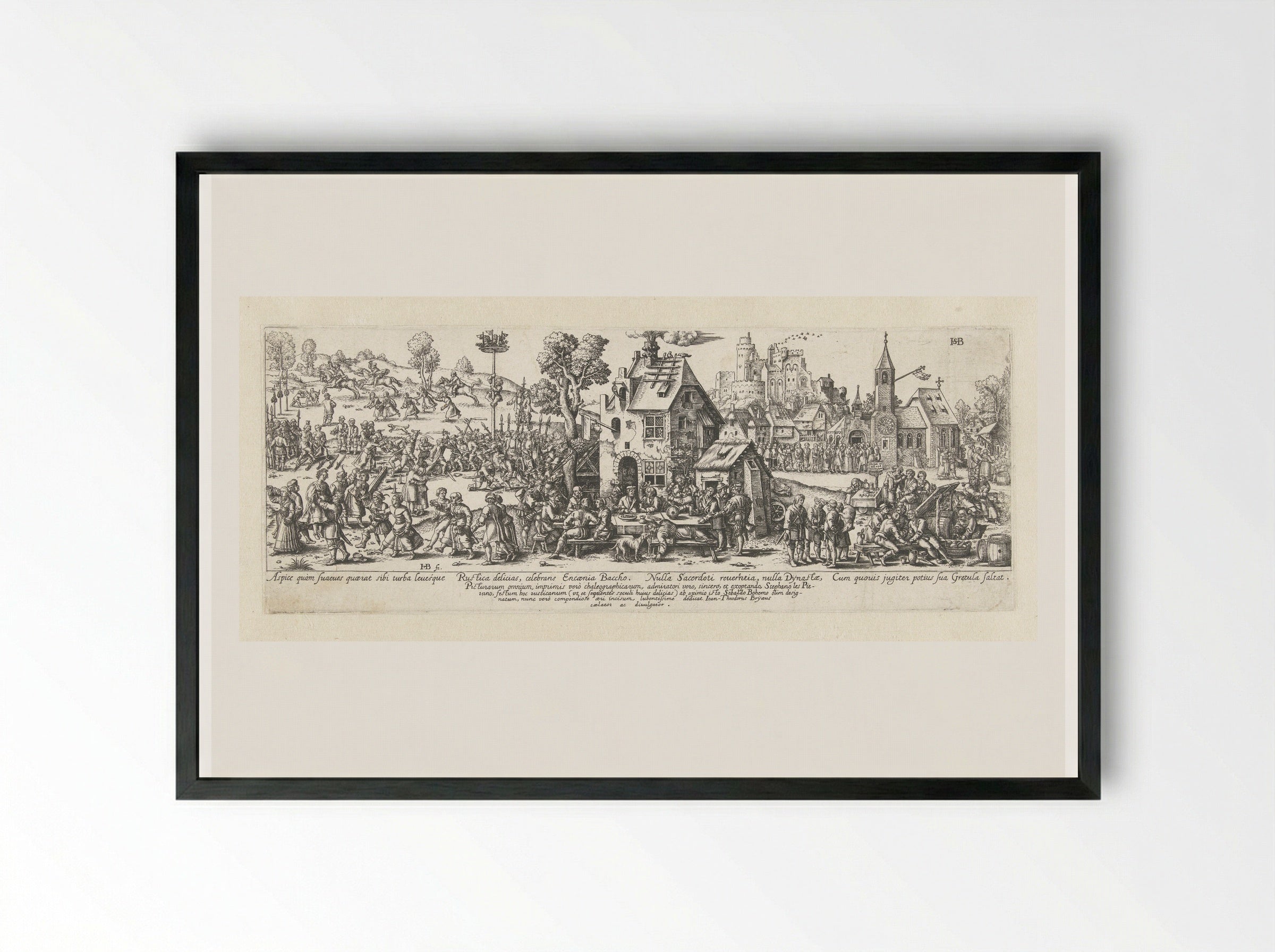 Dorpskermis - Johann Theodor de Bry - Framed Print Black