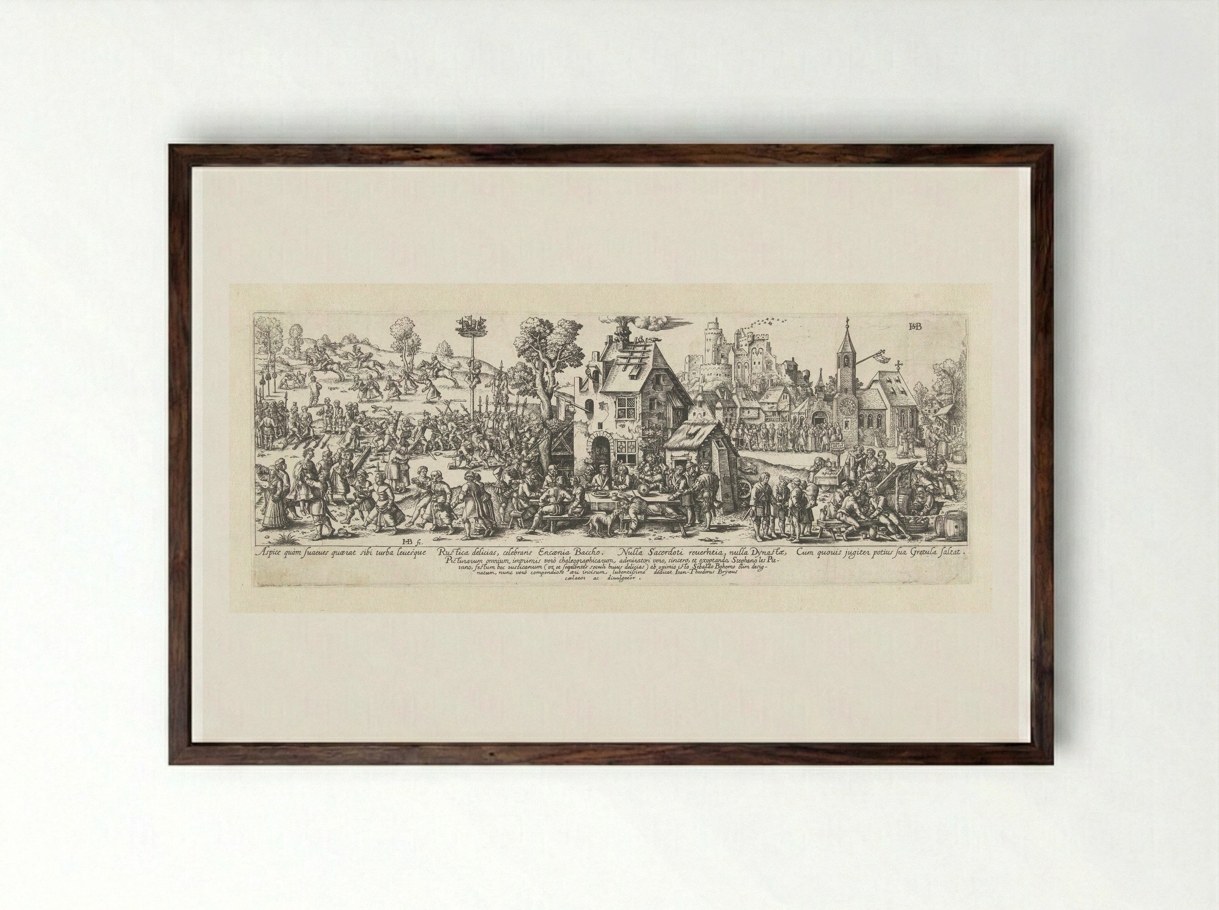 Dorpskermis - Johann Theodor de Bry - Framed Print Dark Wood