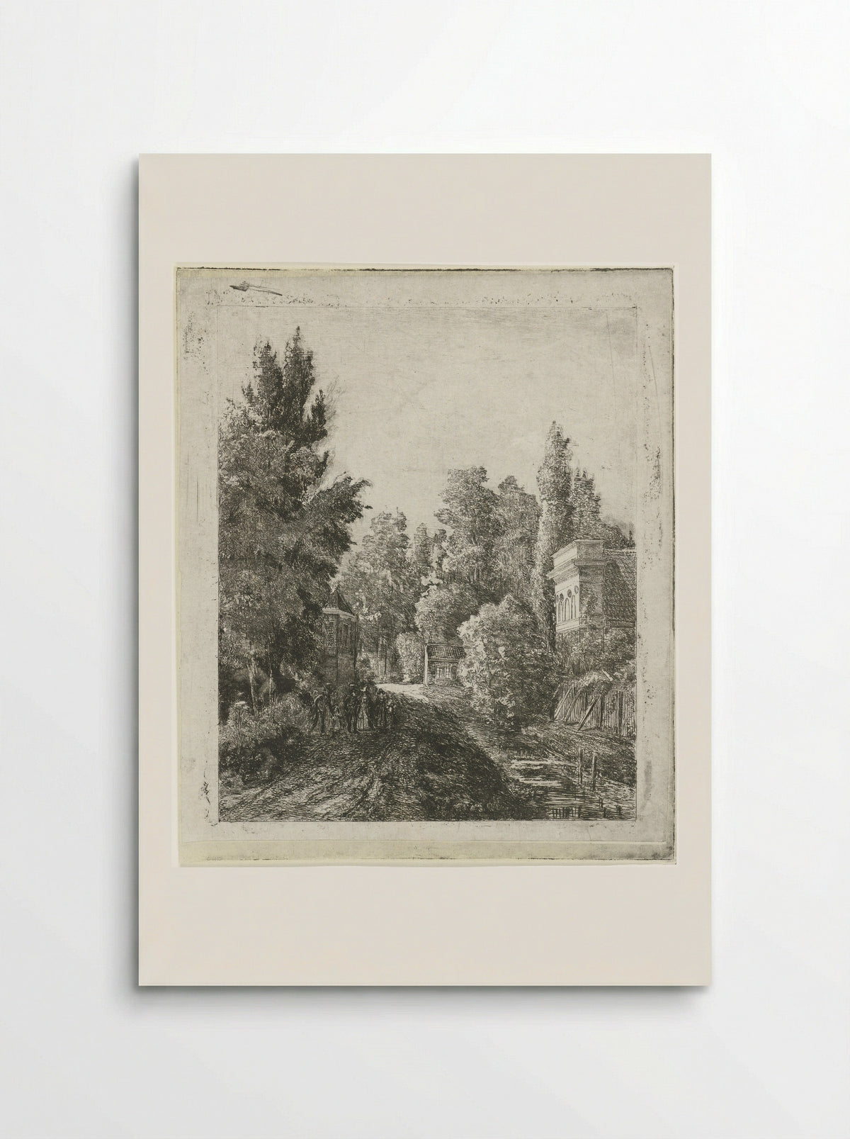 Dorpsstraat met een wandelend gezelschap - Johannes Adrianus van der Drift - Poster