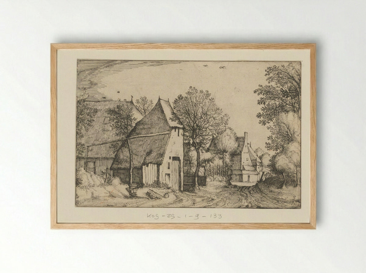 Dorpsweg (Village Road) - Claes Jansz. Visscher (II) - Framed Print Wood