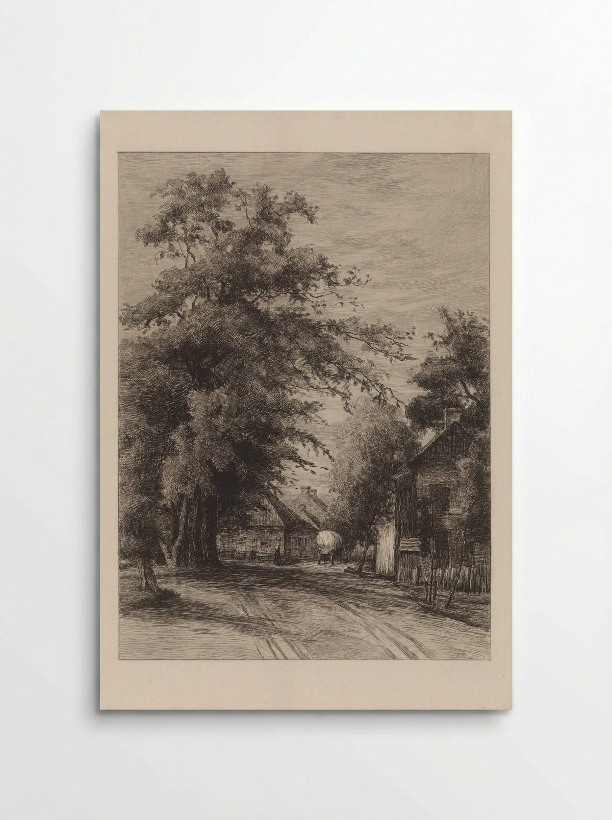 Dorpsweg met huifkar - Willem Oppenoorth - Poster