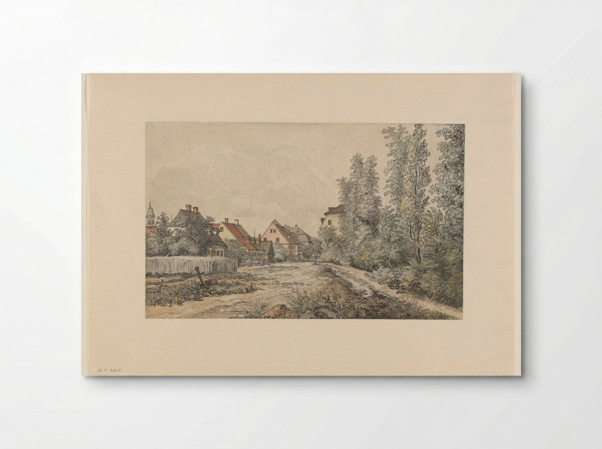 Dorpsweg met huizen (in Duitsland?) - Henry Edridge - Poster