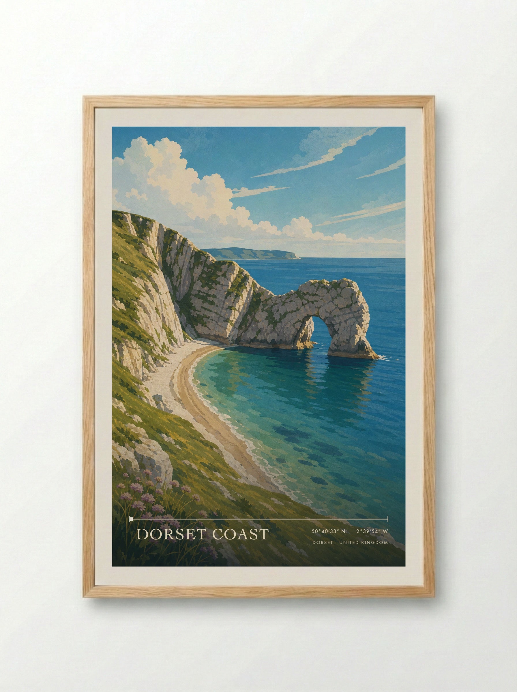 Dorset Coast United Kingdom Travel Poster - Framed Print Wood