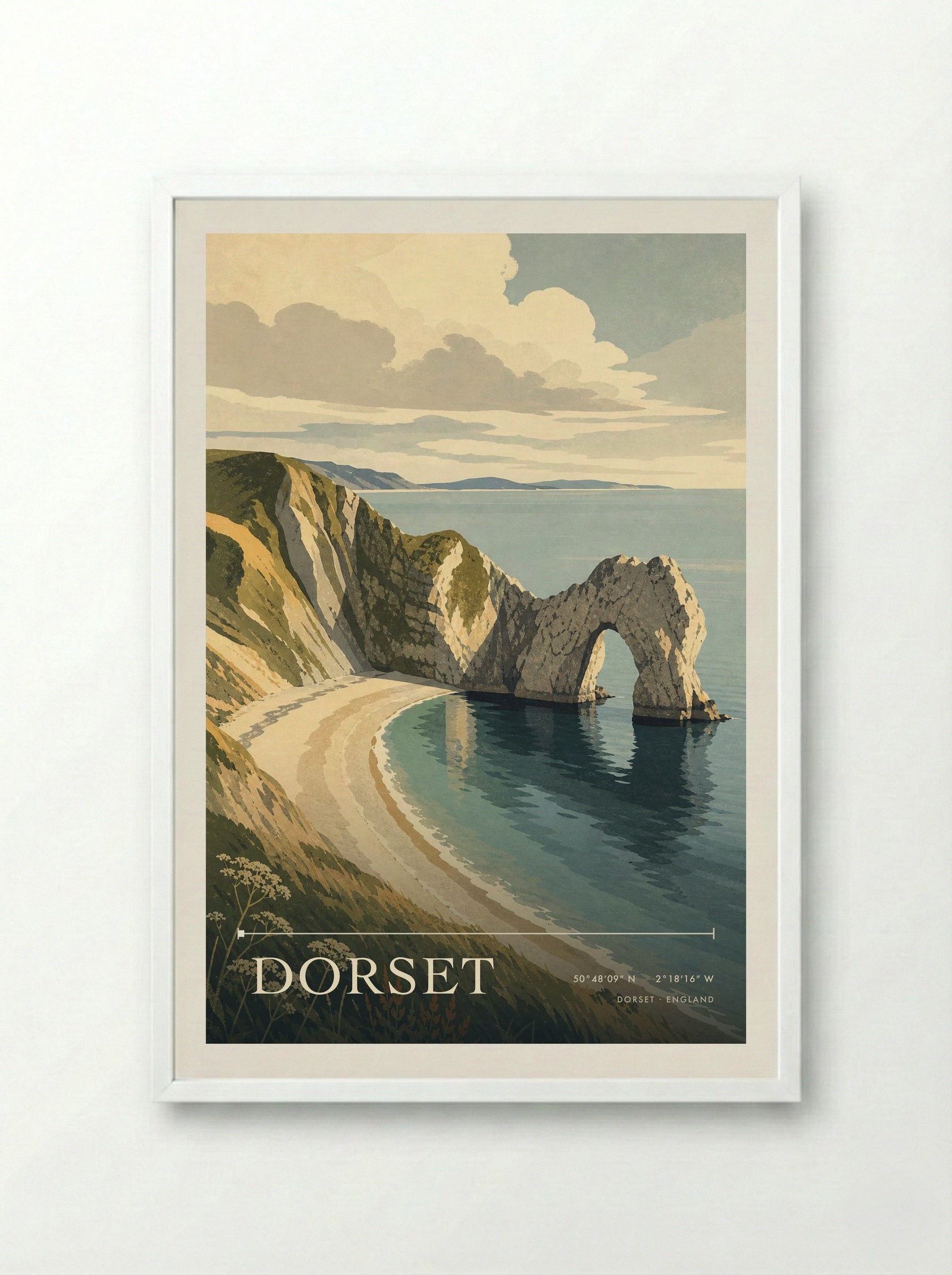 Dorset England Travel Poster - Framed Print White