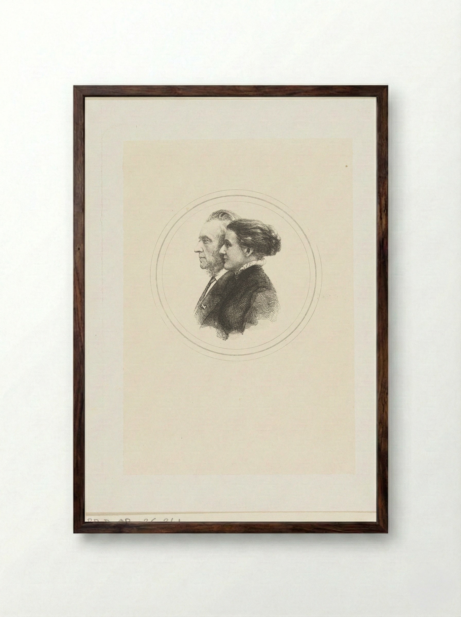 Double Portrait of Josephus Albertus Alberdingk Thijm and his Daughter - Petrus Johannes Arendzen - Framed Print Dark Wood