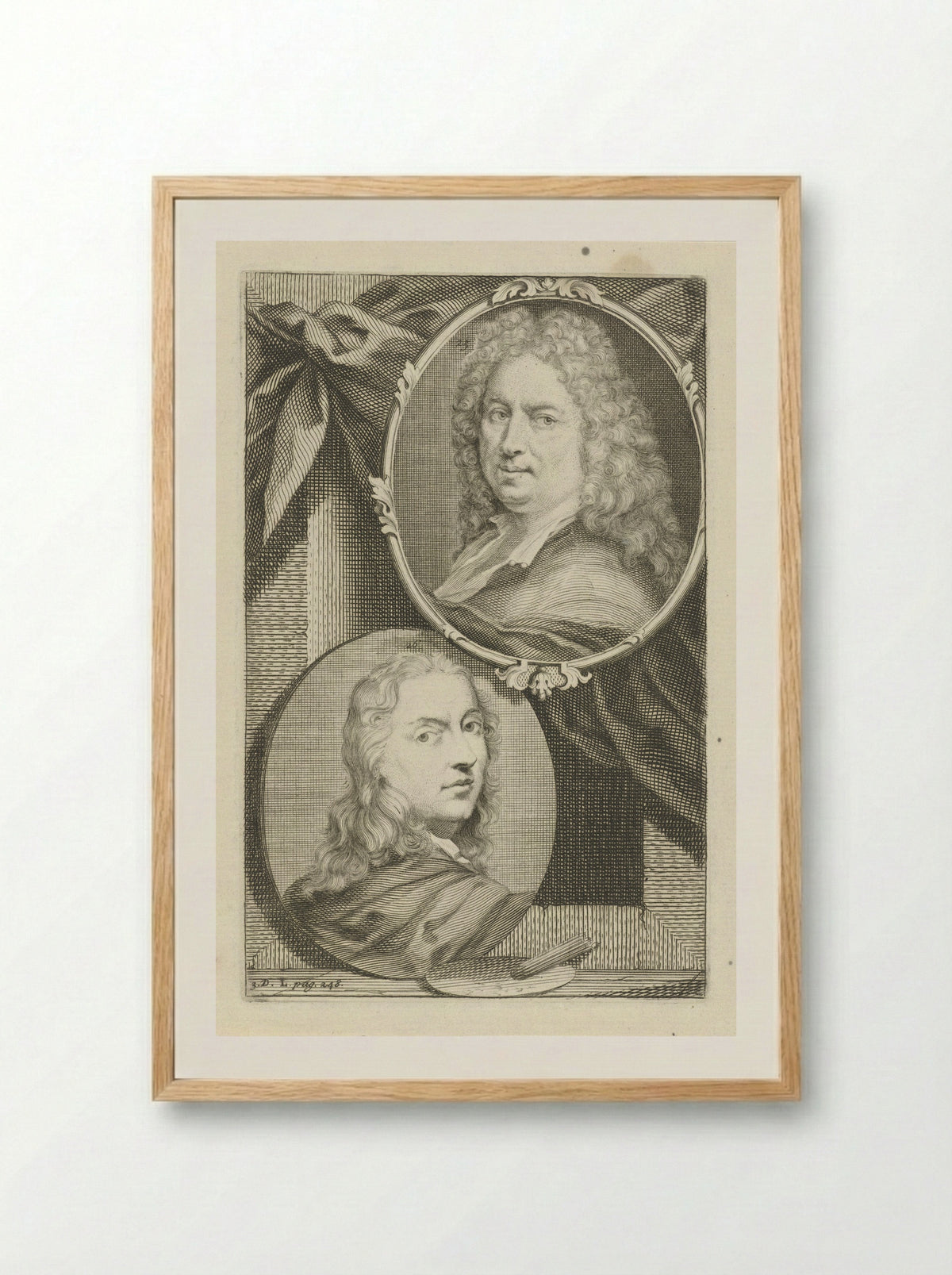 Double Portrait of Men in Ovals - Matthias Wulfraet - Framed Print Wood