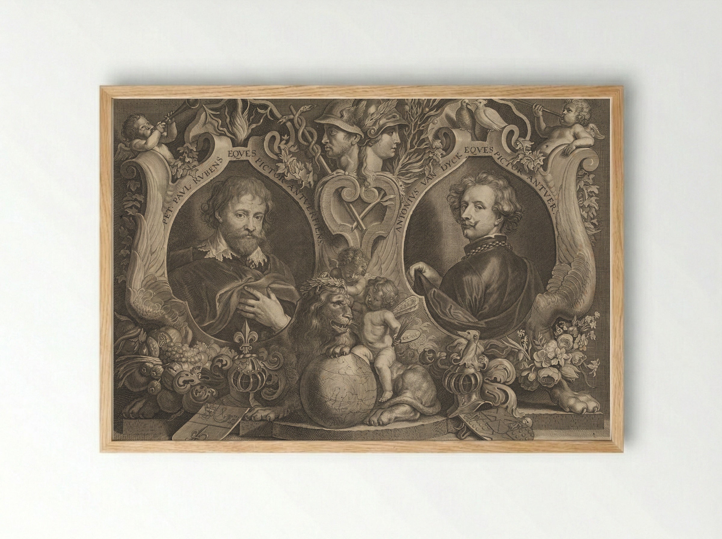 Double Portrait of Peter Paul Rubens and Anthony van Dyck - Anthony van Dyck - Framed Print Wood