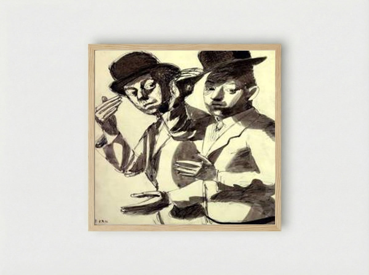 Double self-portrait in a bowler hat - Jean Dubuffet - Framed Print Wood