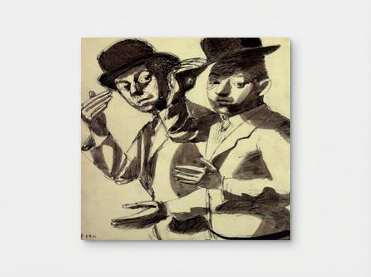 Double self-portrait in a bowler hat - Jean Dubuffet - Poster