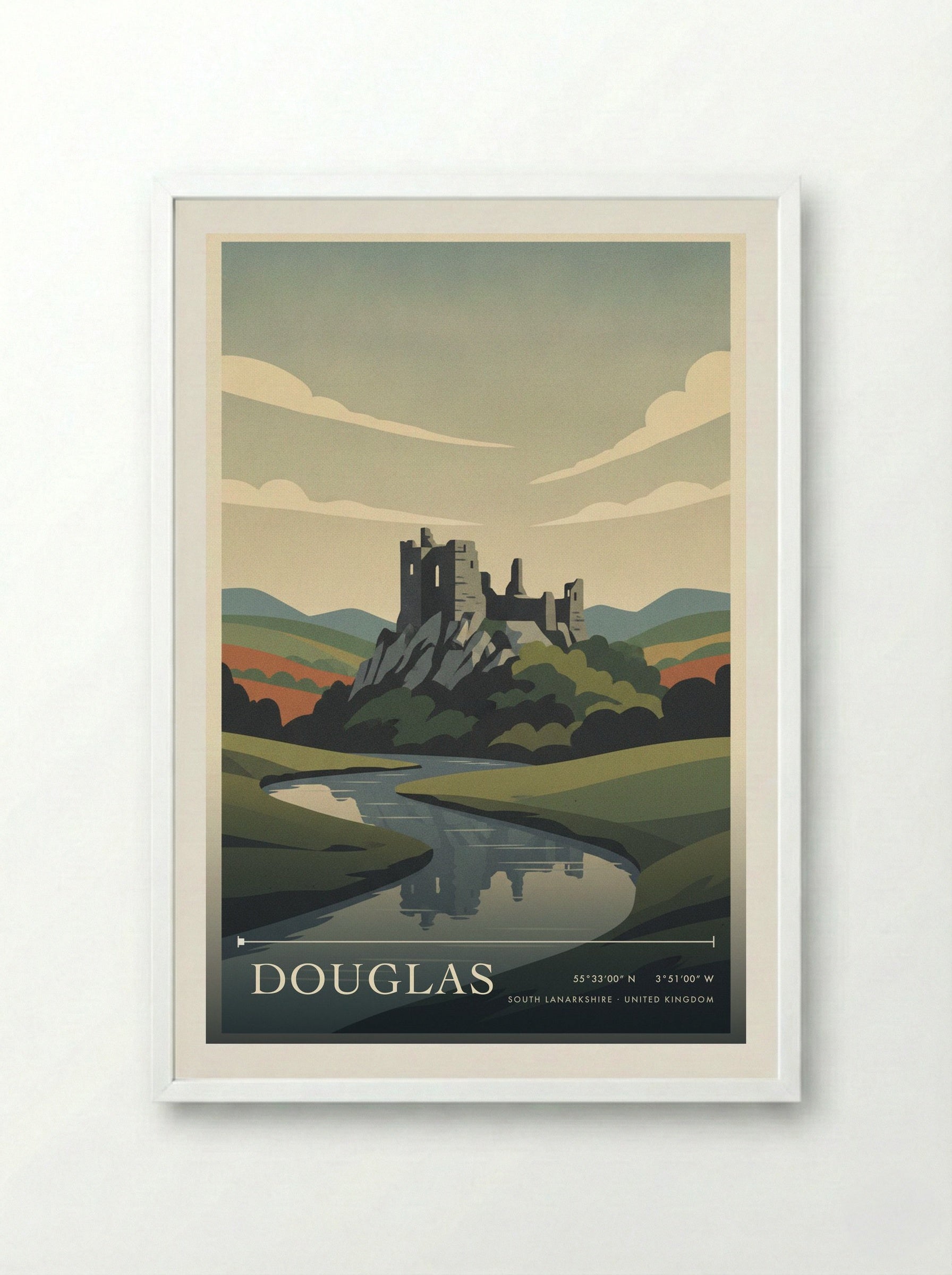 Douglas South Lanarkshire United Kingdom Travel Poster - Framed Print White