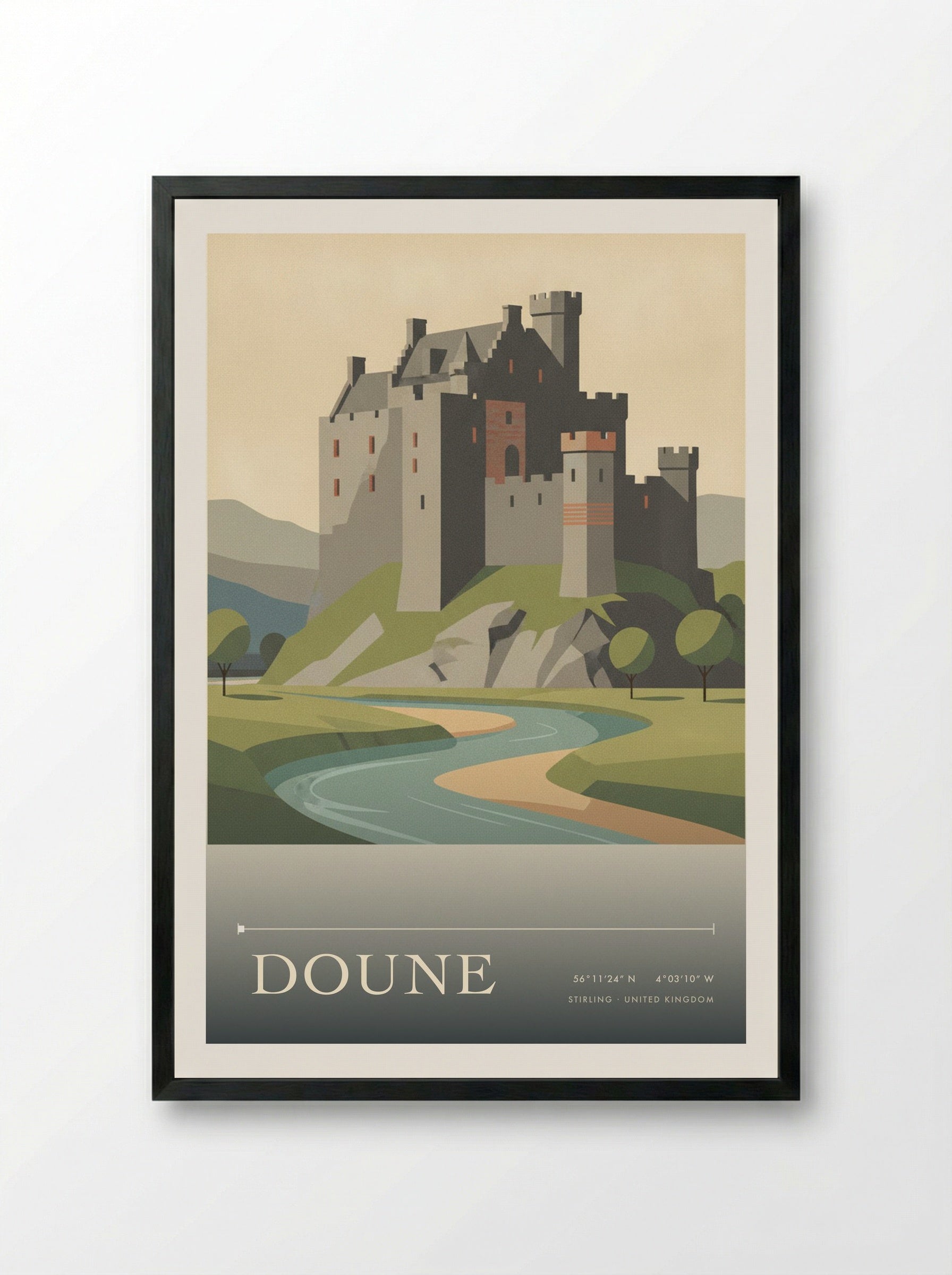 Doune Stirling United Kingdom Travel Poster - Framed Print Black