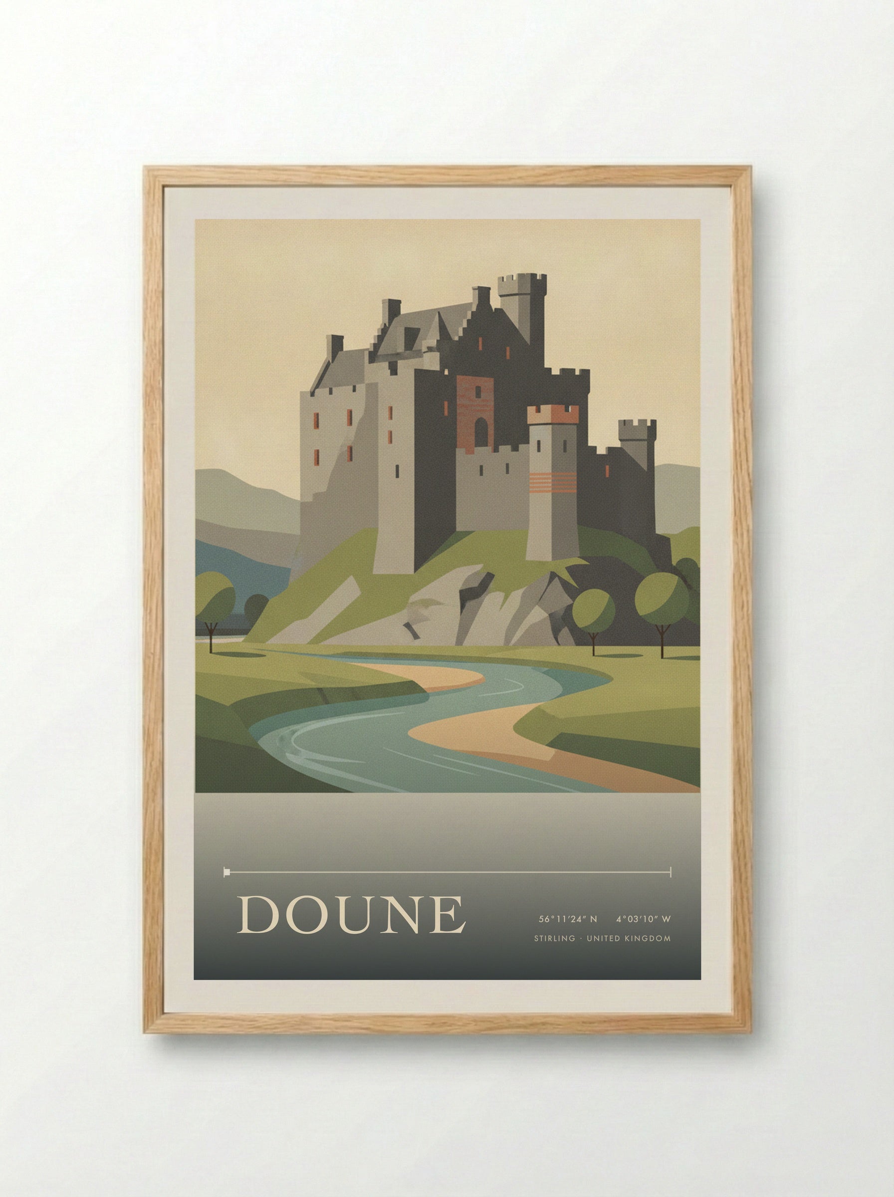 Doune Stirling United Kingdom Travel Poster - Framed Print Wood