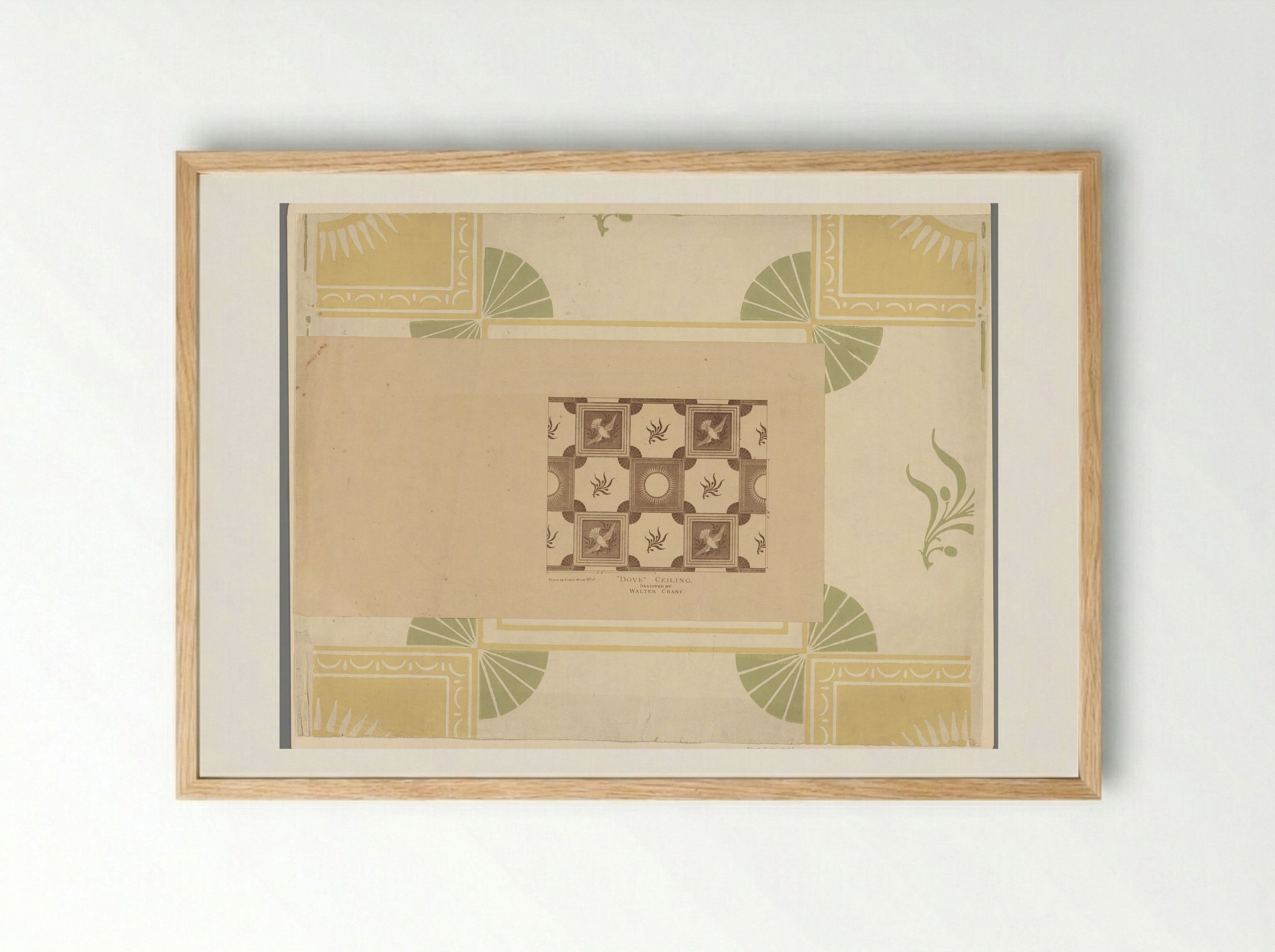 Dove Ceiling Wallpaper Design - Walter Crane - Framed Print Wood
