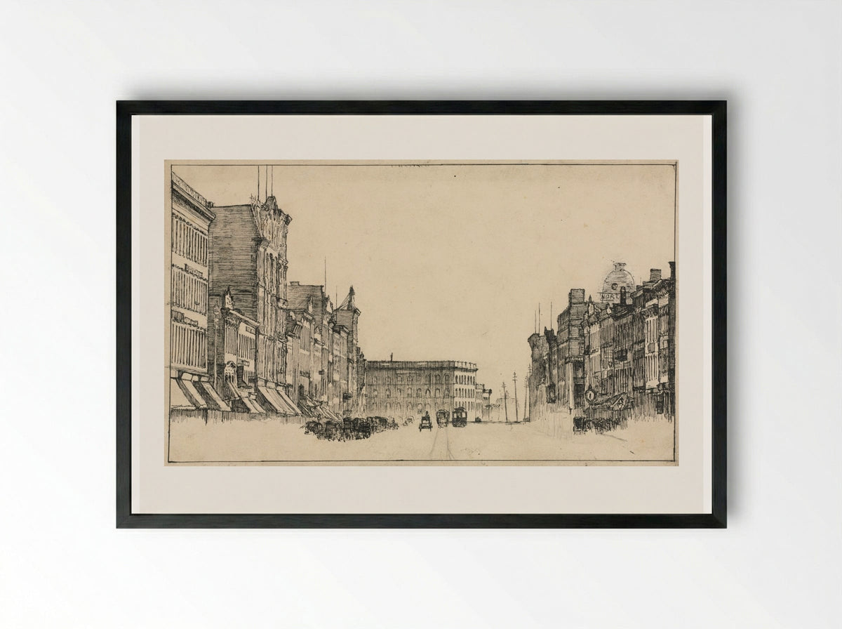 Downtown, Cleveland - Otto H. Bacher - Framed Print Black