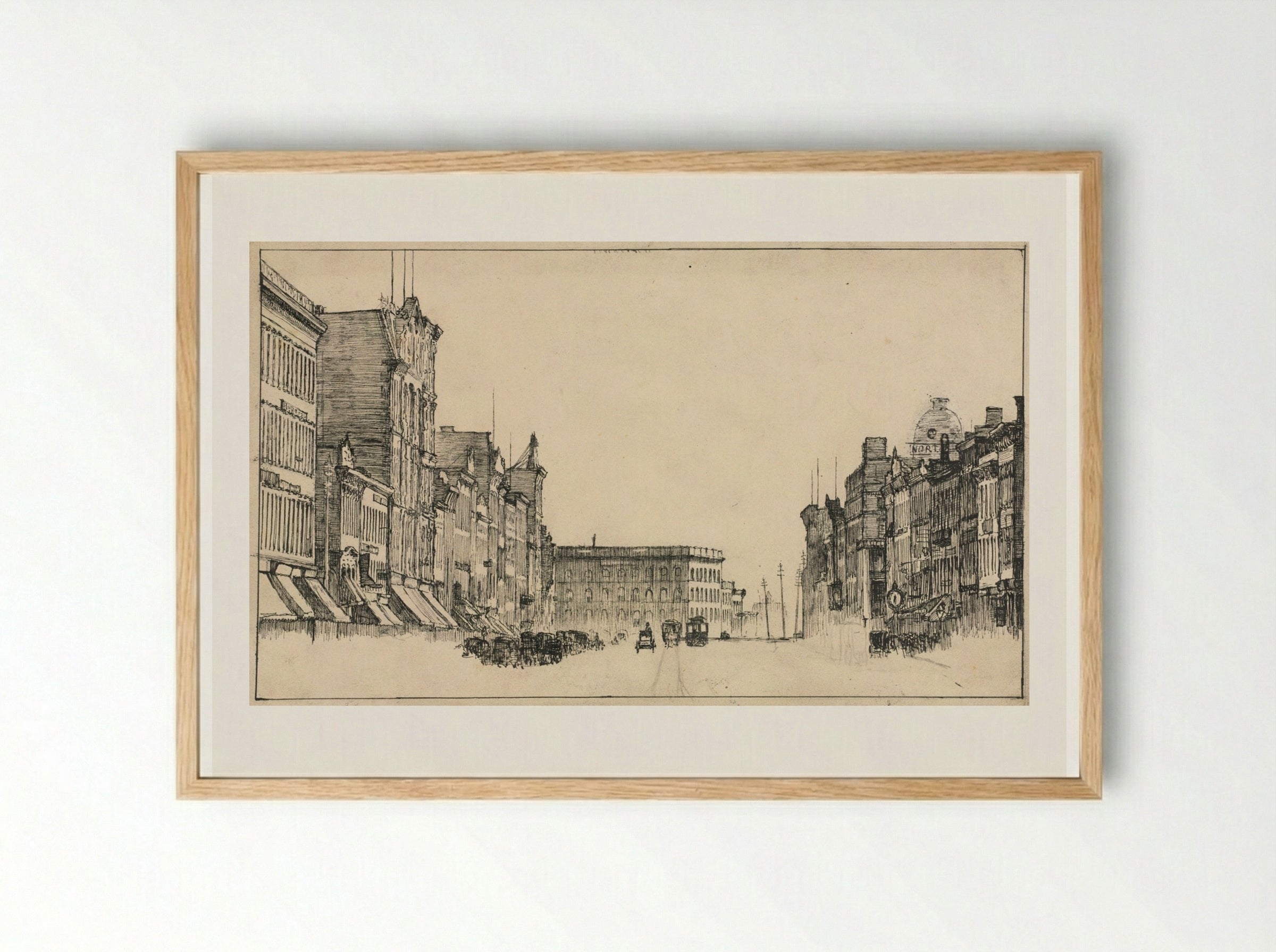 Downtown, Cleveland - Otto H. Bacher - Framed Print Wood