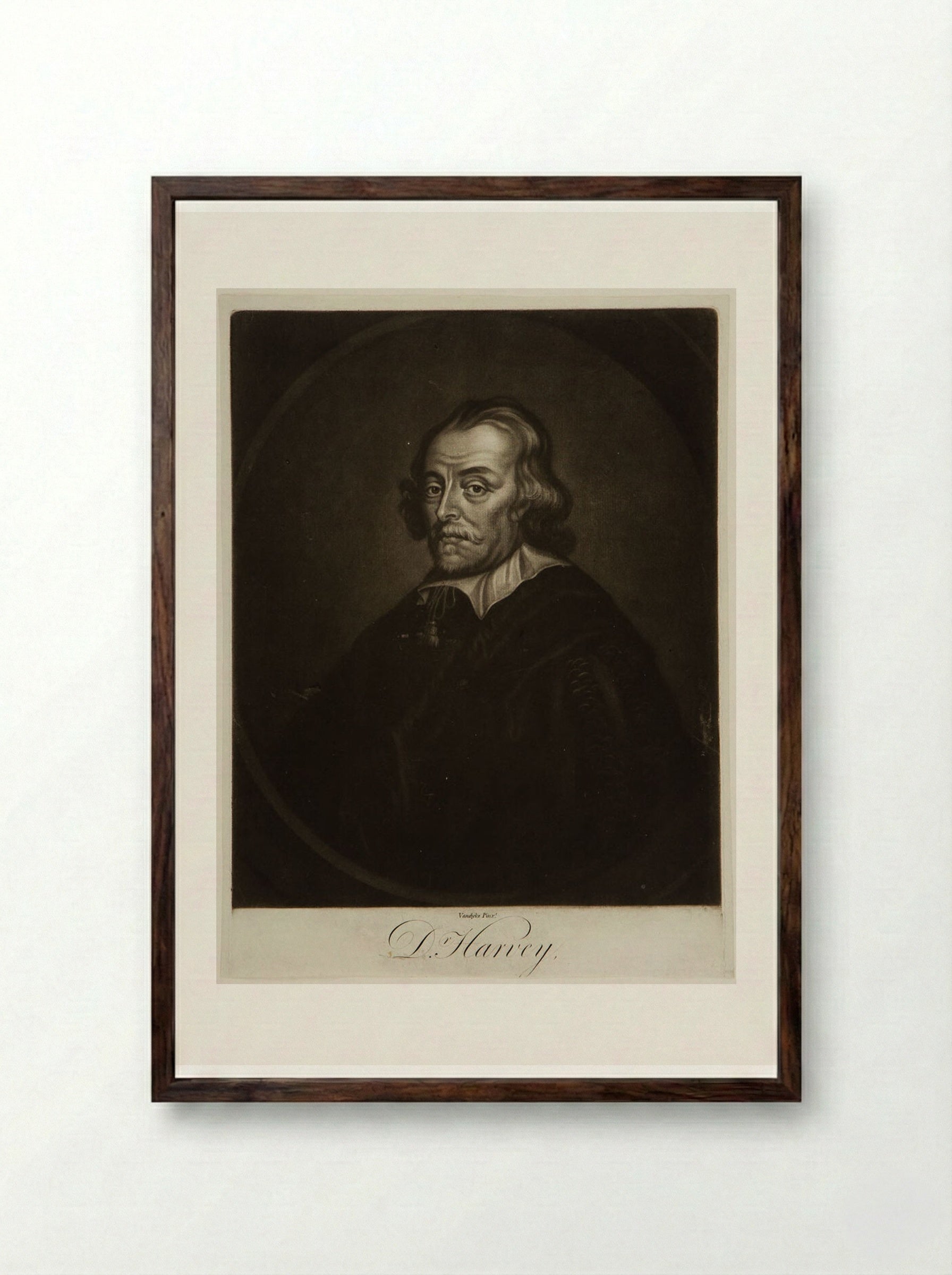 Dr. William Harvey - James McArdell - Framed Print Dark Wood