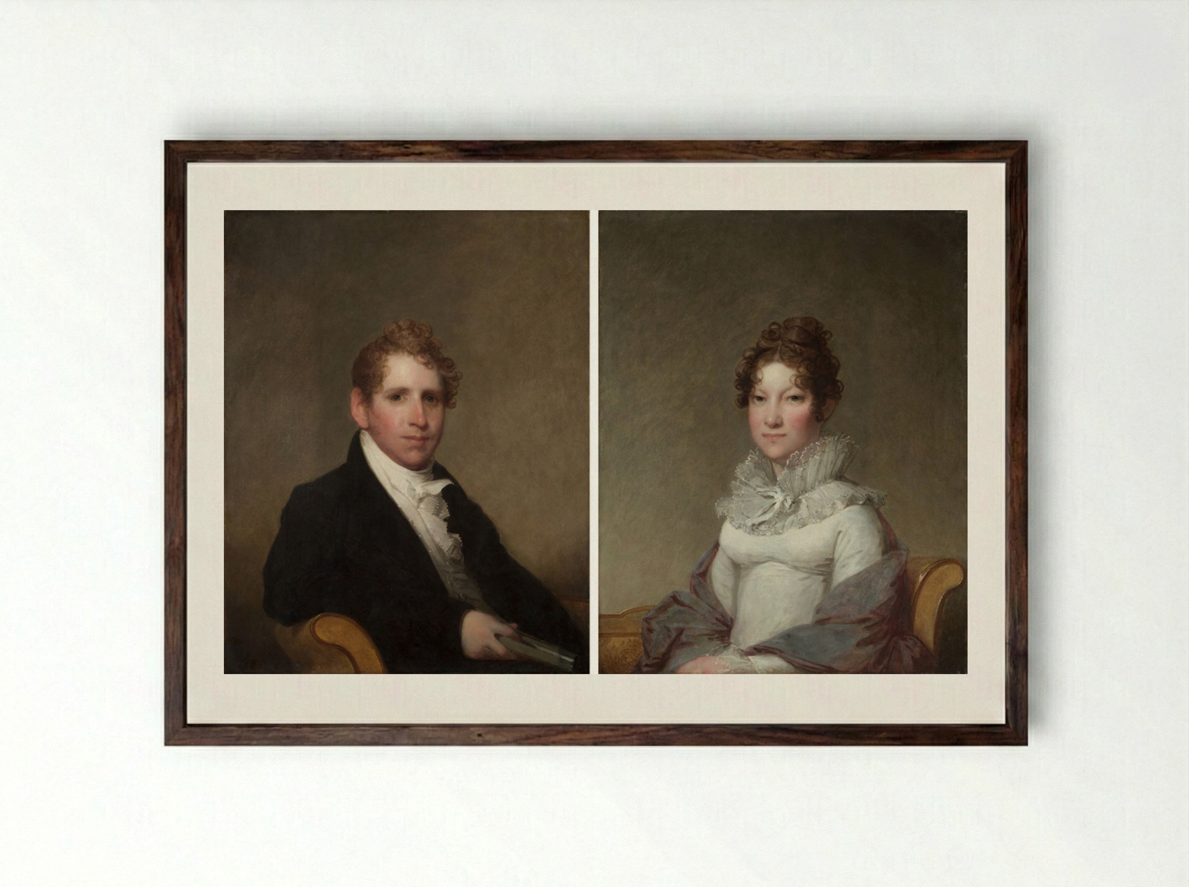 Dr. James Stuart and Mary Campbell Stuart - Gilbert Stuart - Framed Print Dark Wood