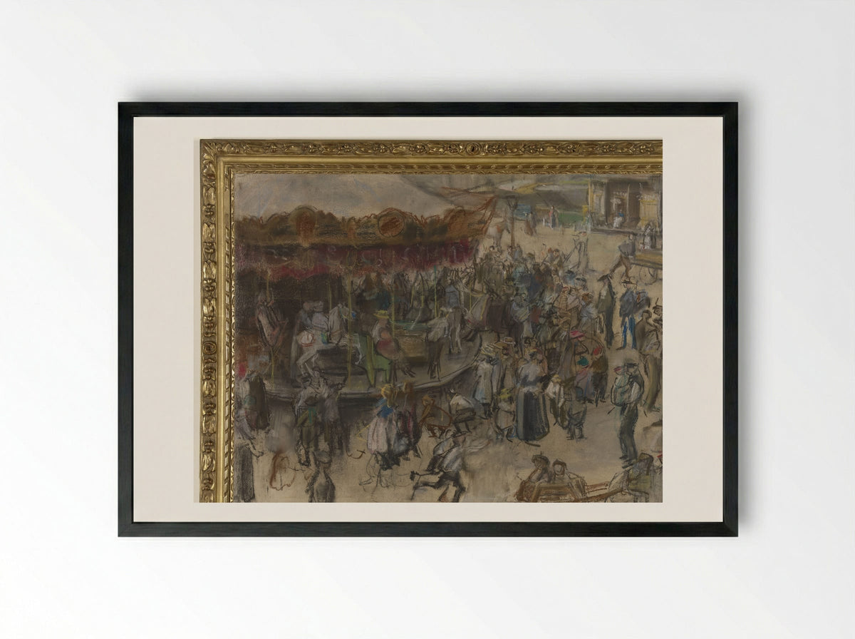 Draaimolen te Amsterdam - Isaac Israels - Framed Print Black