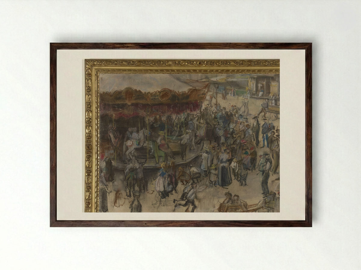 Draaimolen te Amsterdam - Isaac Israels - Framed Print Dark Wood