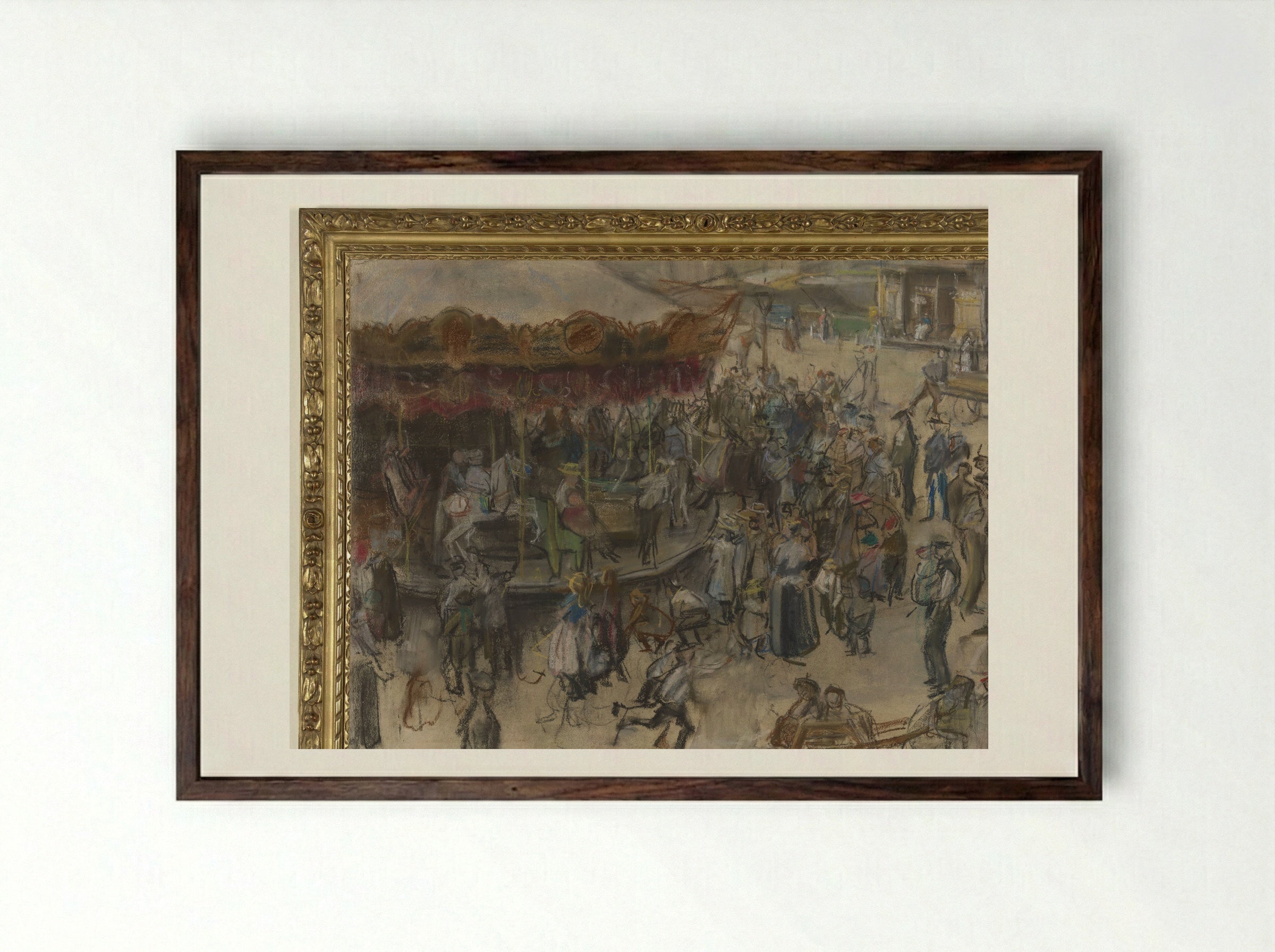 Draaimolen te Amsterdam - Isaac Israels - Framed Print Dark Wood