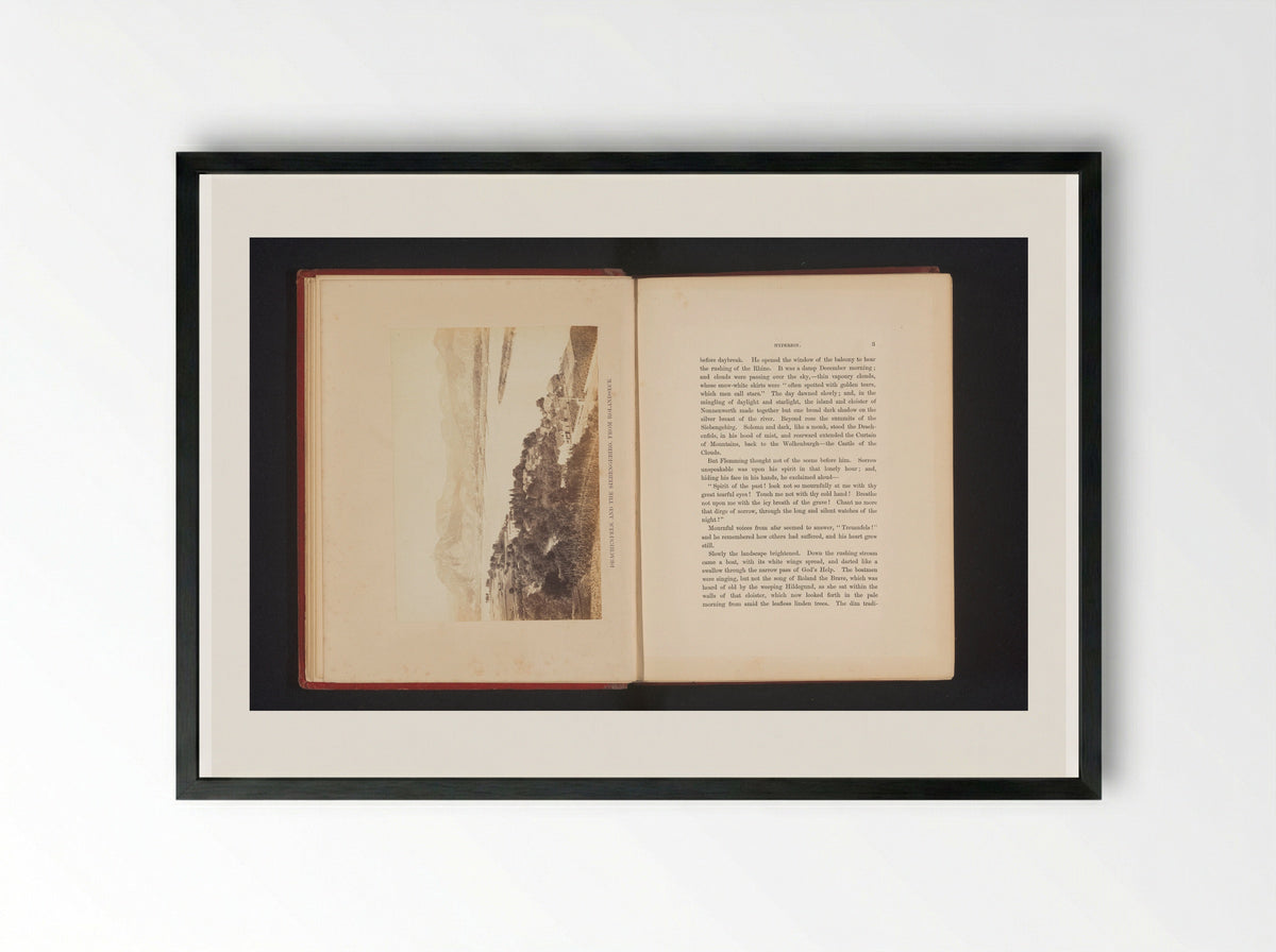 Drachenfels and the Siebengebirge, from Rolandseck - Francis Frith - Framed Print Black