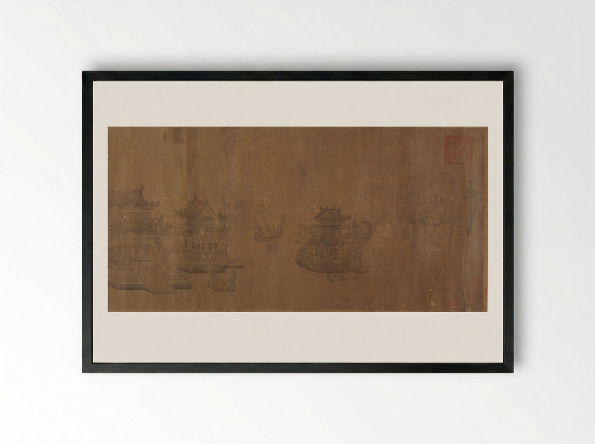 Dragon Boat Regatta on Jinming Lake - Wang Zhenpeng - Framed Print Black