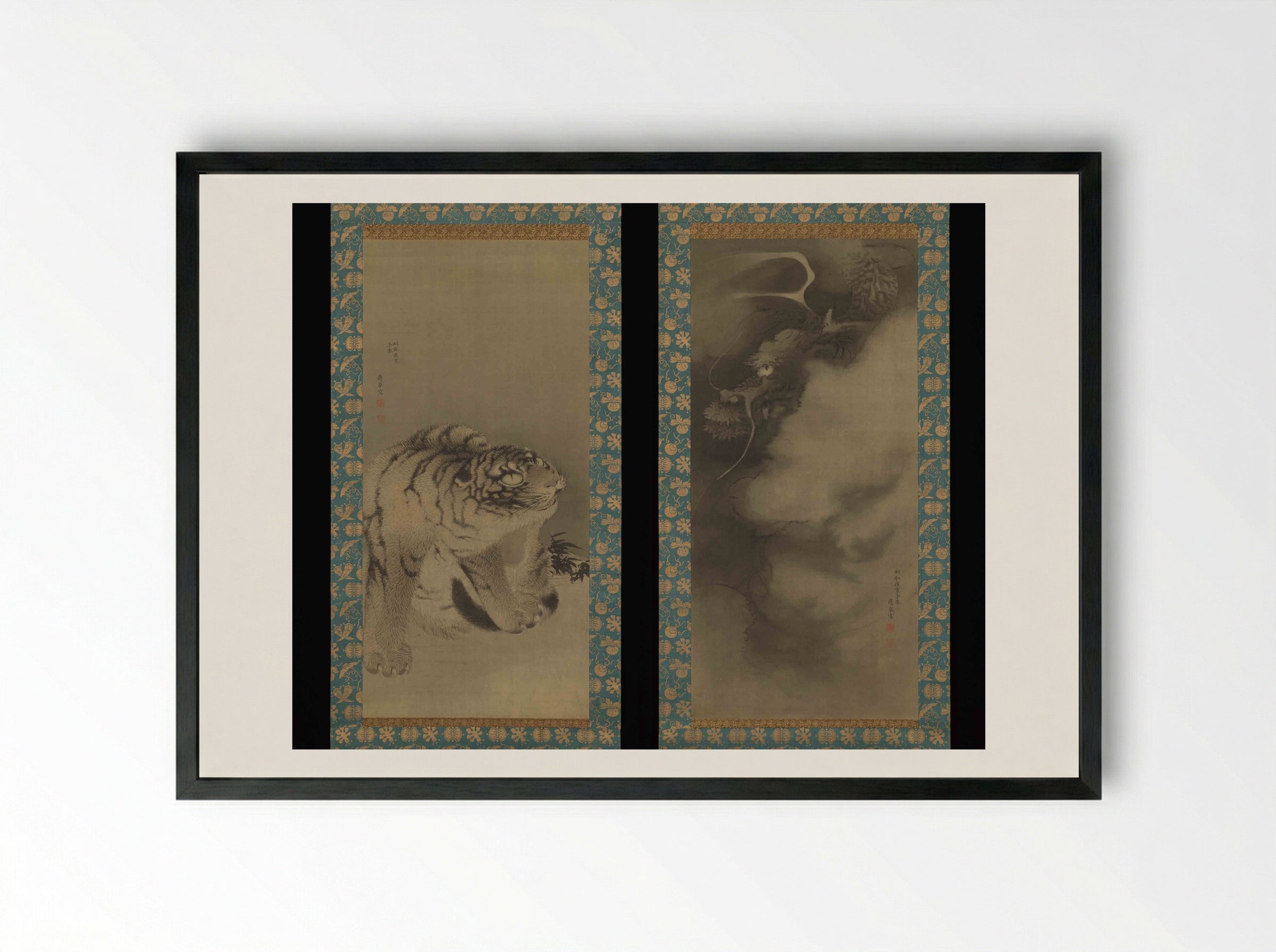 Dragon and Tiger - Maruyama Ōkyo - Framed Print Black