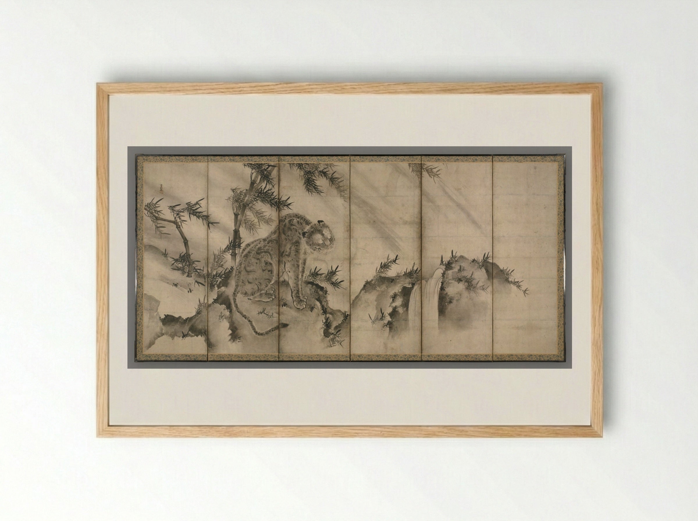 Dragon and Tiger - Sesson Shūkei - Framed Print Wood