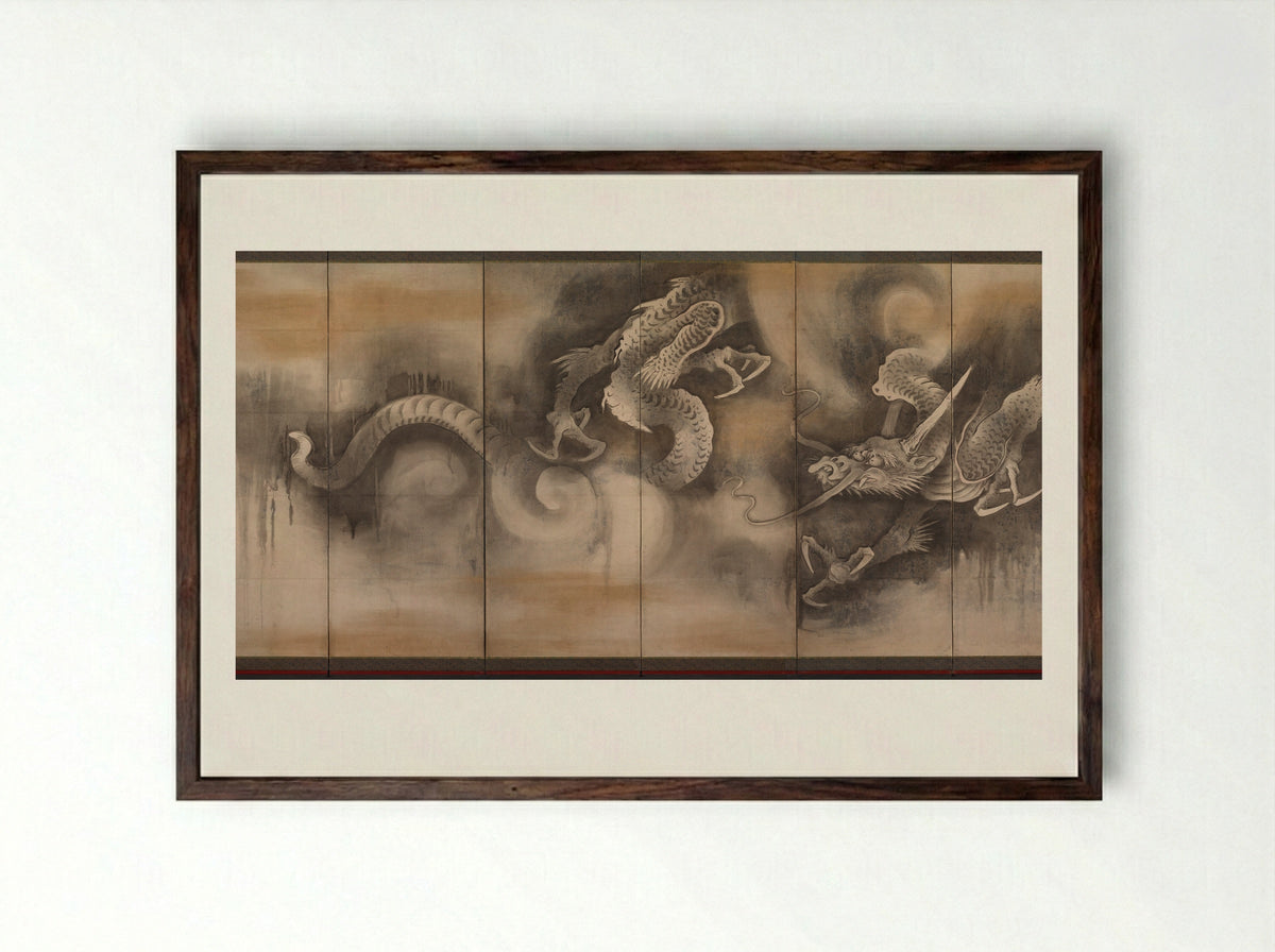 Dragon - Soga Nichokuan - Framed Print Dark Wood