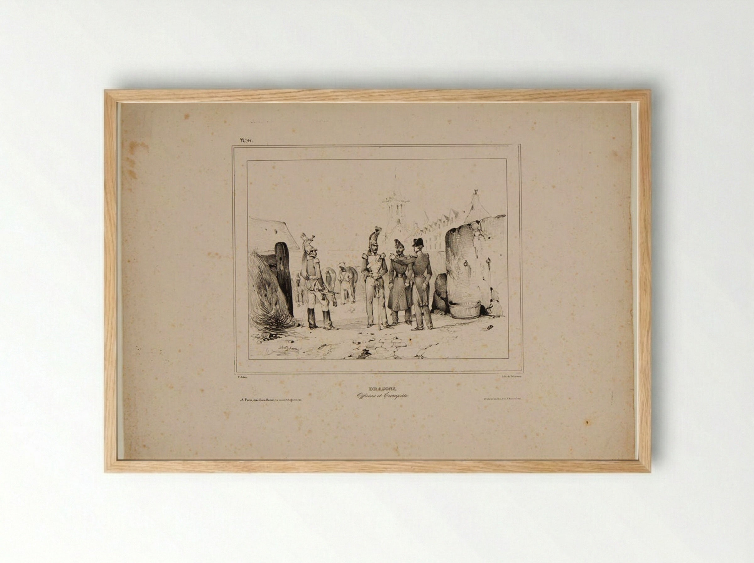Dragoons (Officiers et Trompette) - Victor Vincent Adam - Framed Print Wood
