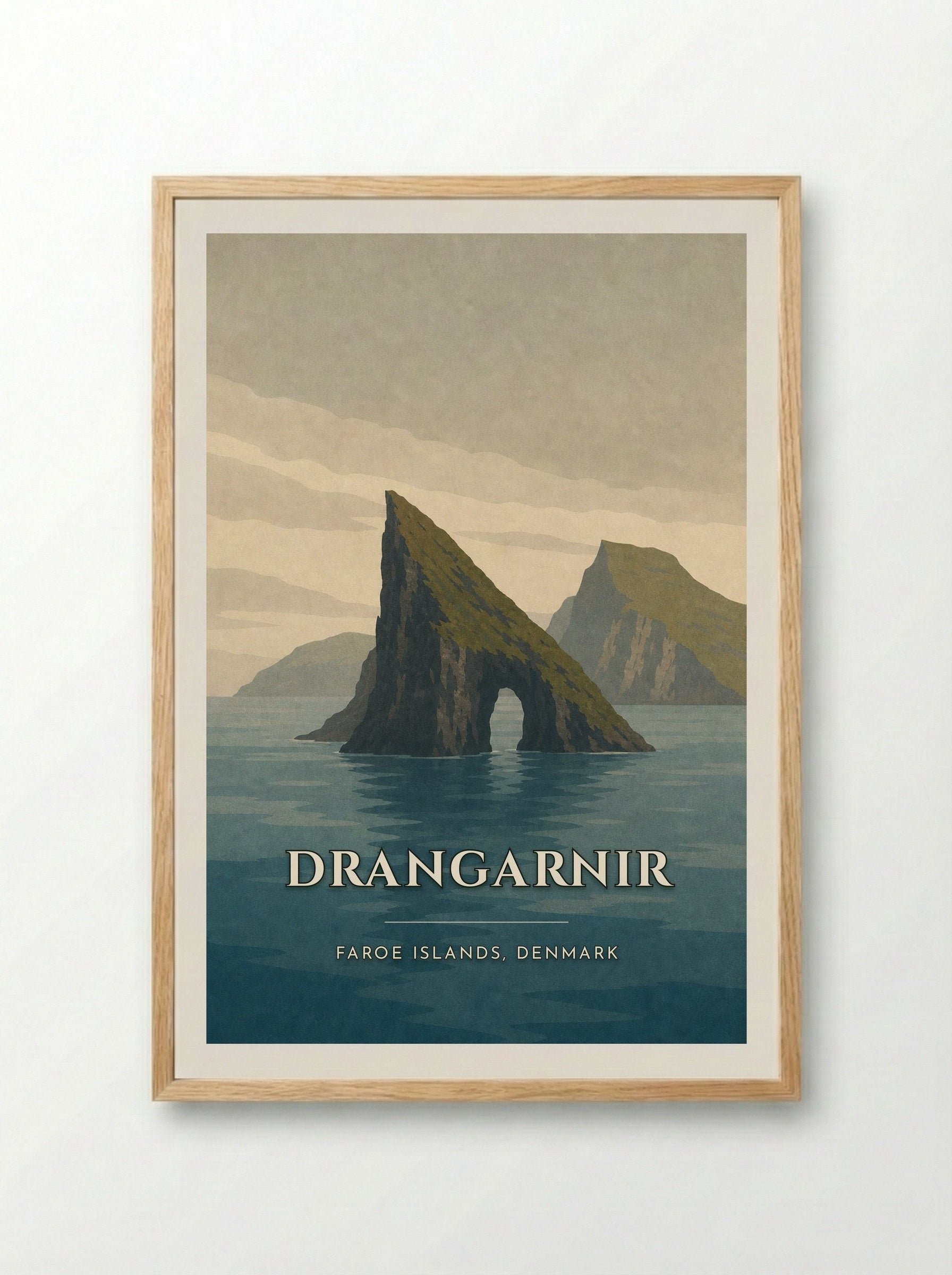 Drangarnir Travel Poster Artwork - Framed Print Wood