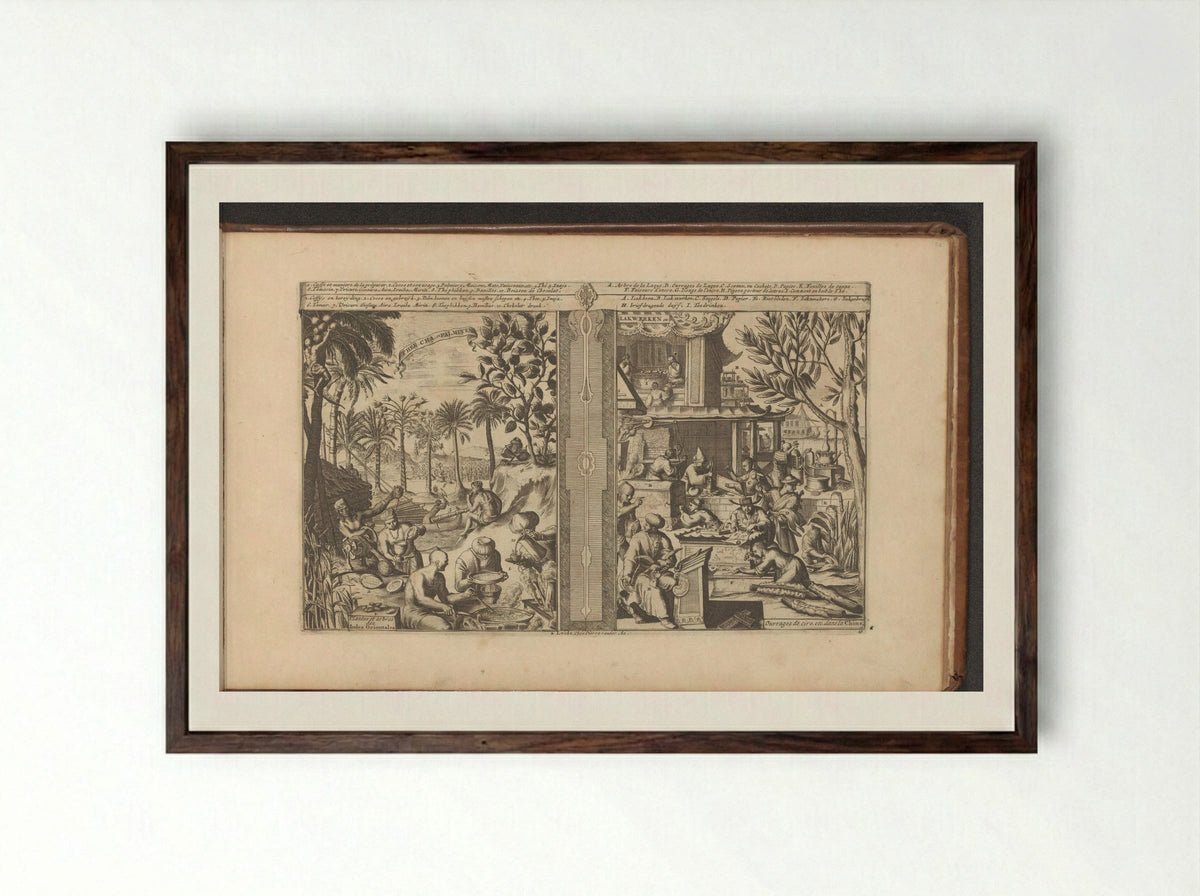 Dranken in Oost-Indië; Lakwerk en papier uit China - Romeyn de Hooghe - Framed Print Dark Wood