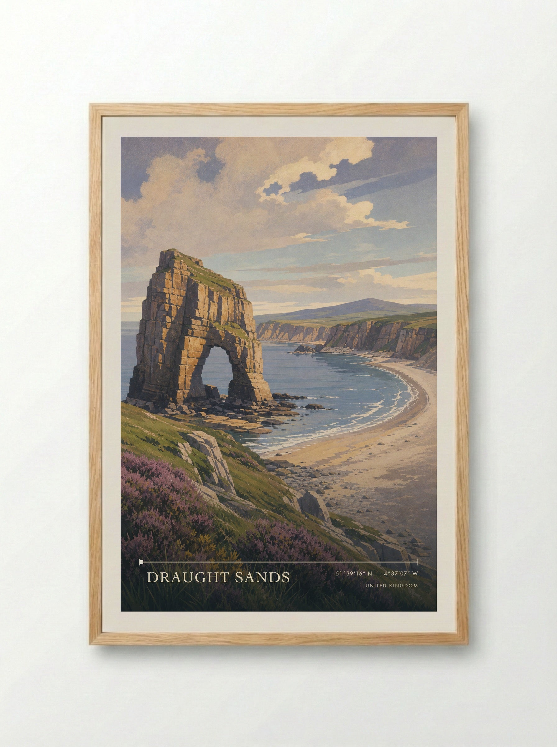 Draught Sands United Kingdom Travel Poster - Framed Print Wood