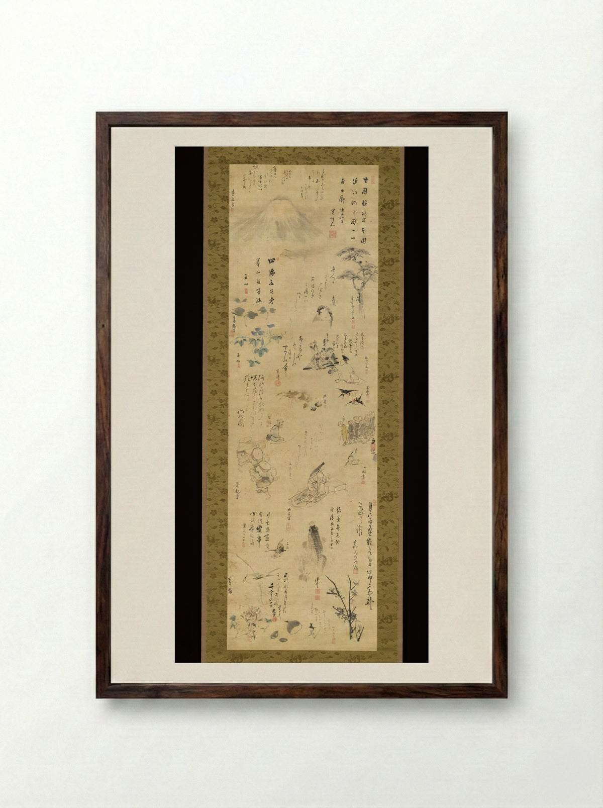 Drawings and Poems by Various Artists - Ōta Nanpo - Framed Print Dark Wood