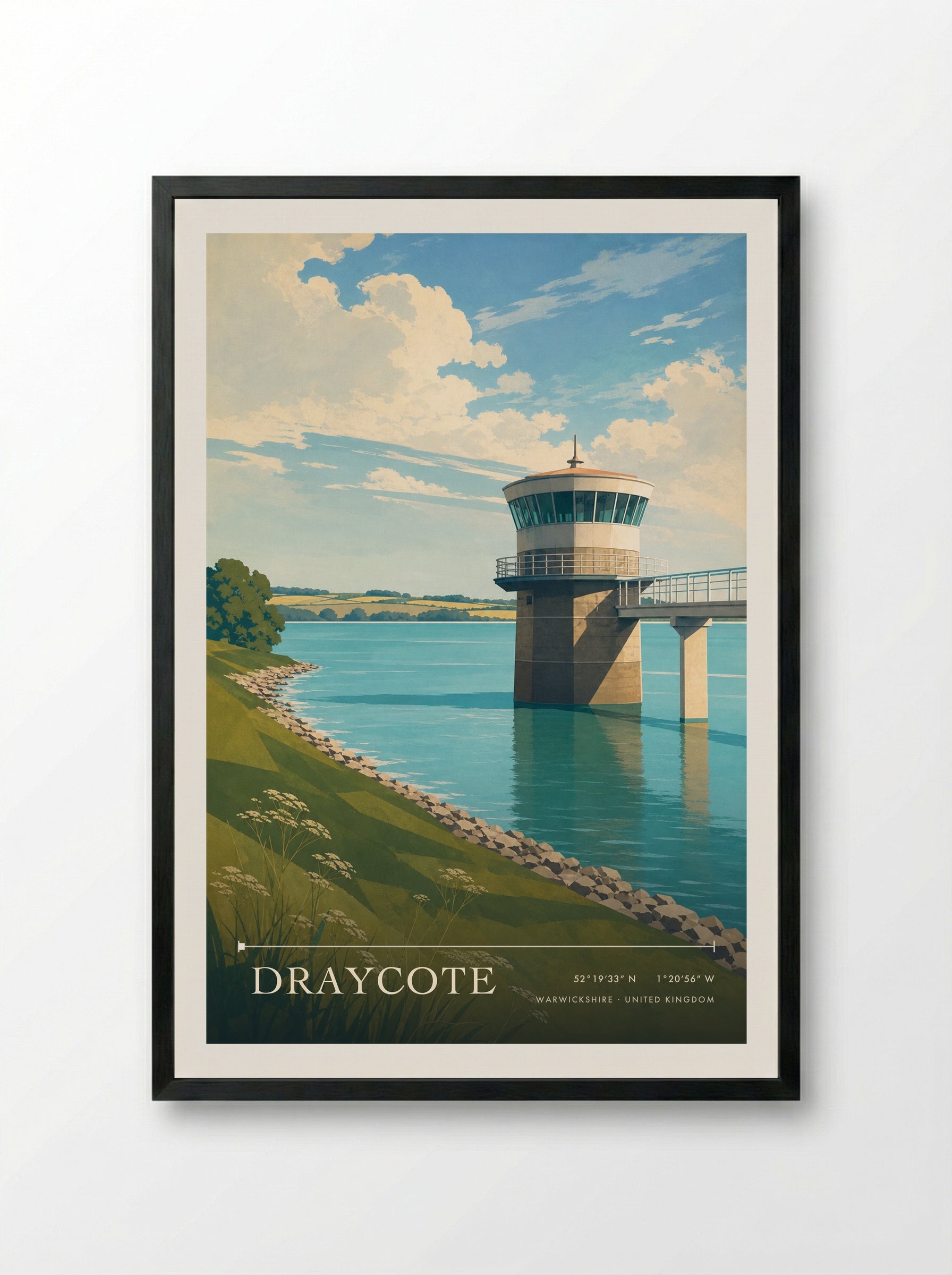 Draycote Warwickshire United Kingdom Travel Poster - Framed Print Black