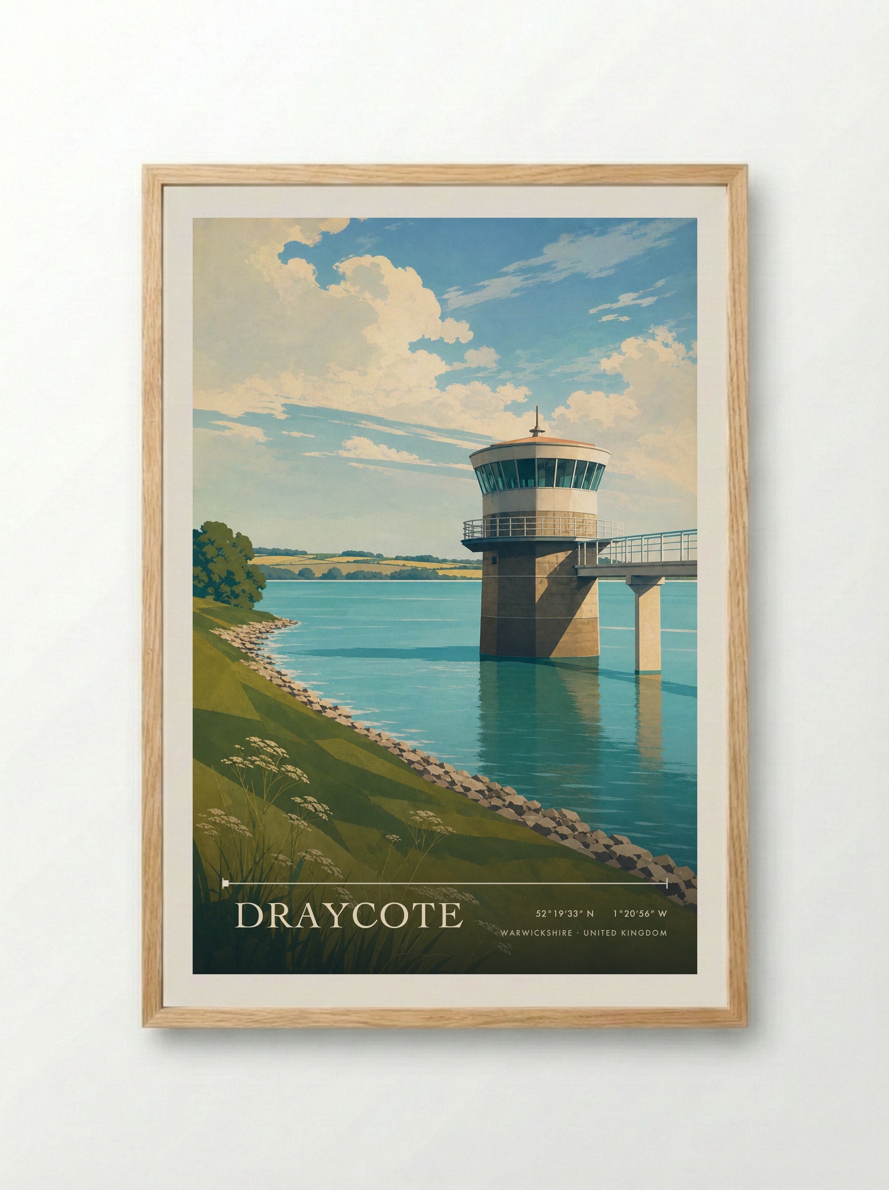 Draycote Warwickshire United Kingdom Travel Poster - Framed Print Wood