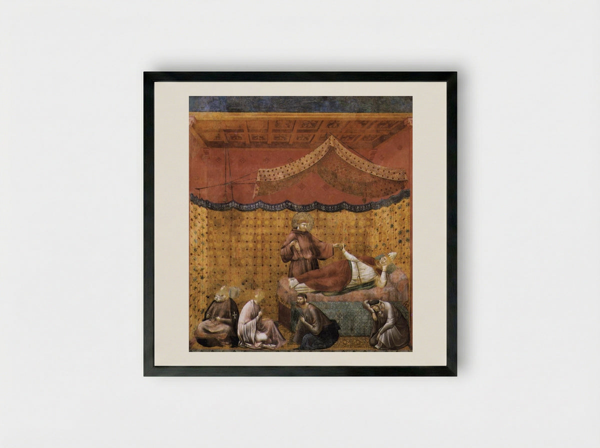 Dream of St. Gregory - Giotto di Bondone - Framed Print Black