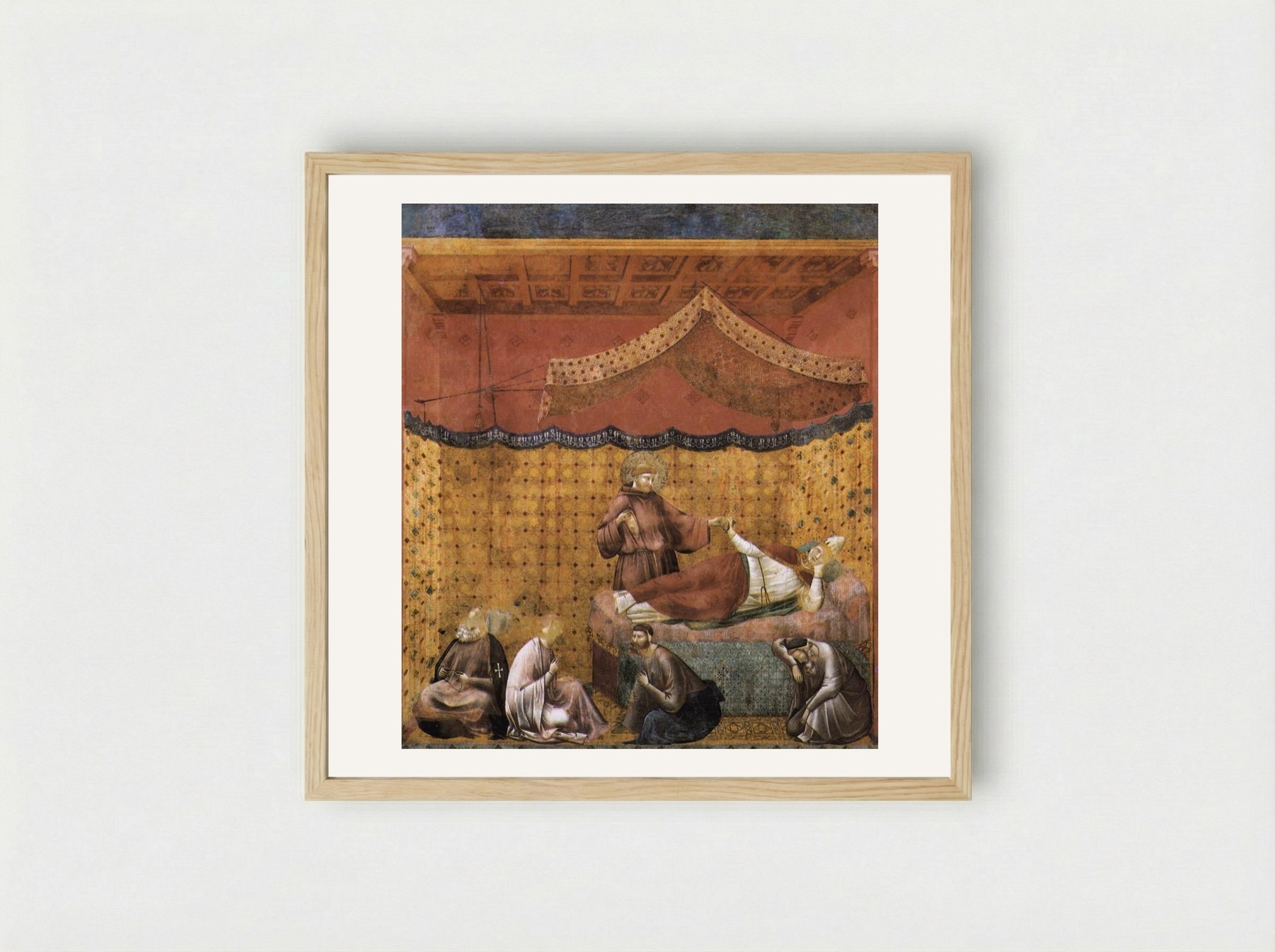 Dream of St. Gregory - Giotto di Bondone - Framed Print Wood