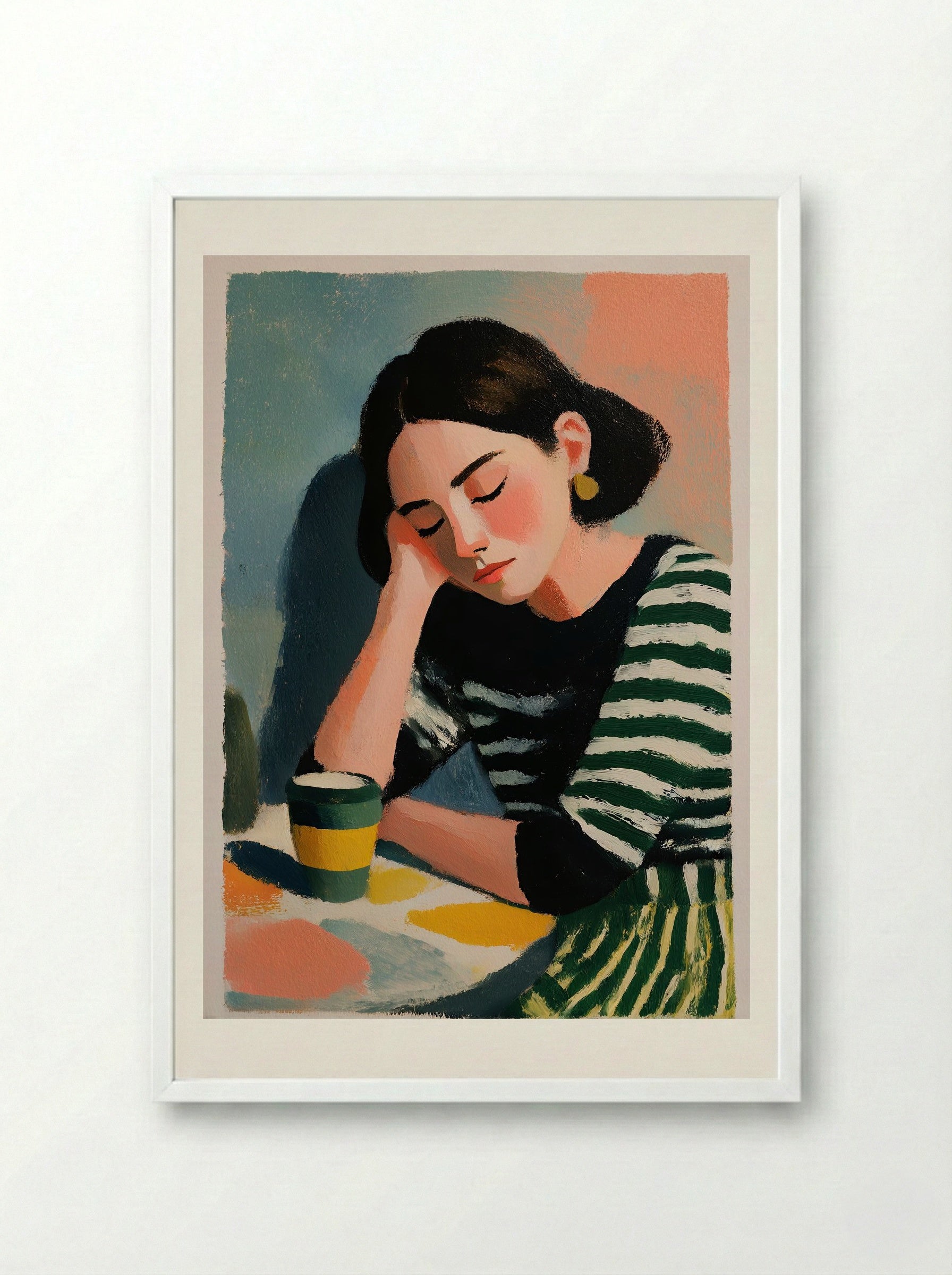 Dreamy Espresso Moment - Framed Print White