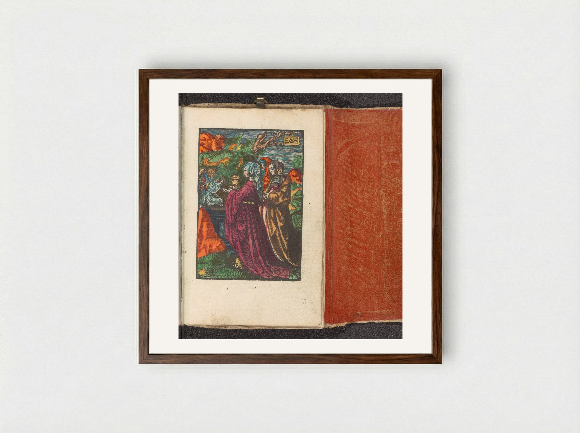 Drie Maria's bij het graf - Doen Pietersz. - Framed Print Dark Wood