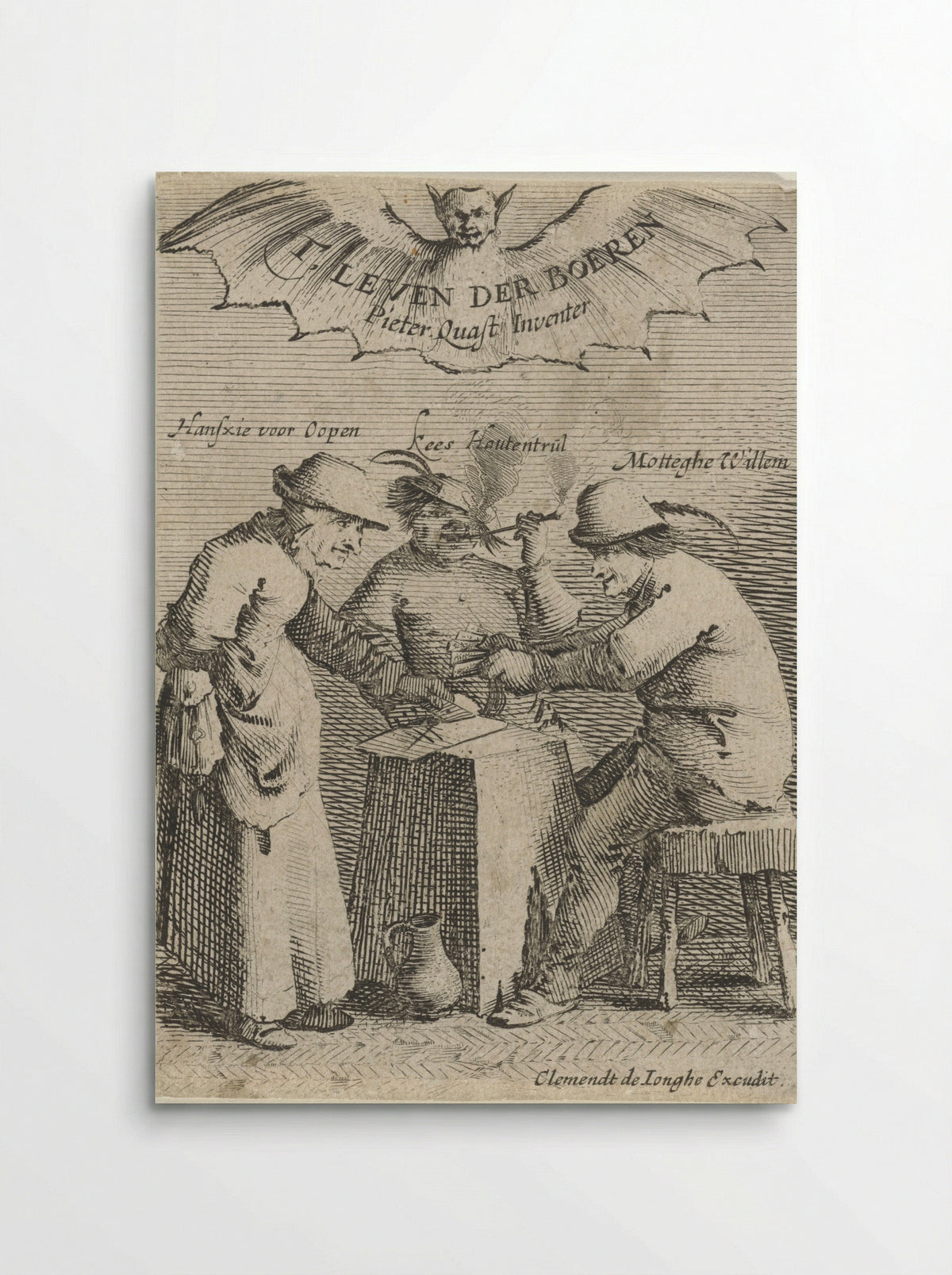 Drie boeren spelen een kaartspel - Salomon Savery - Poster