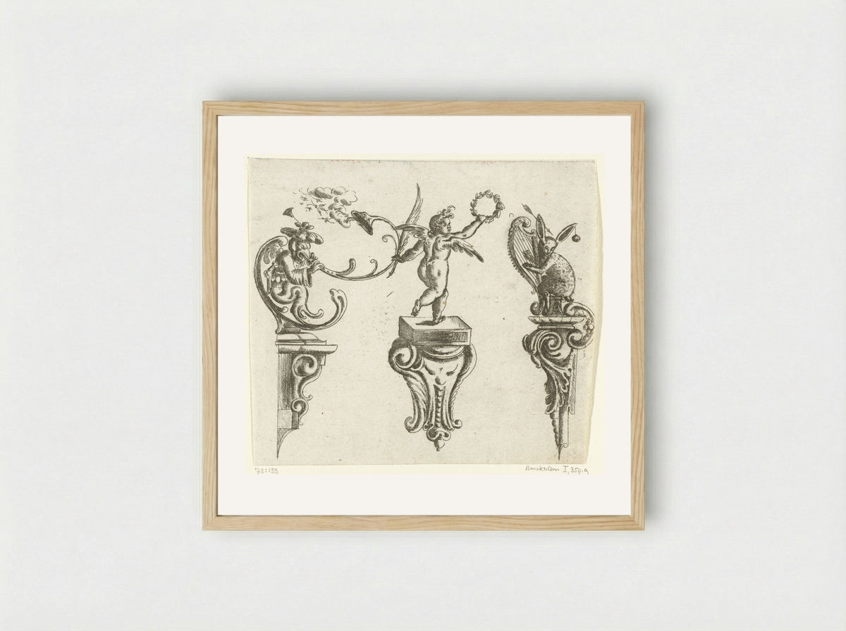 Drie consoles (Three Consoles) - Christoph Jamnitzer - Framed Print Wood