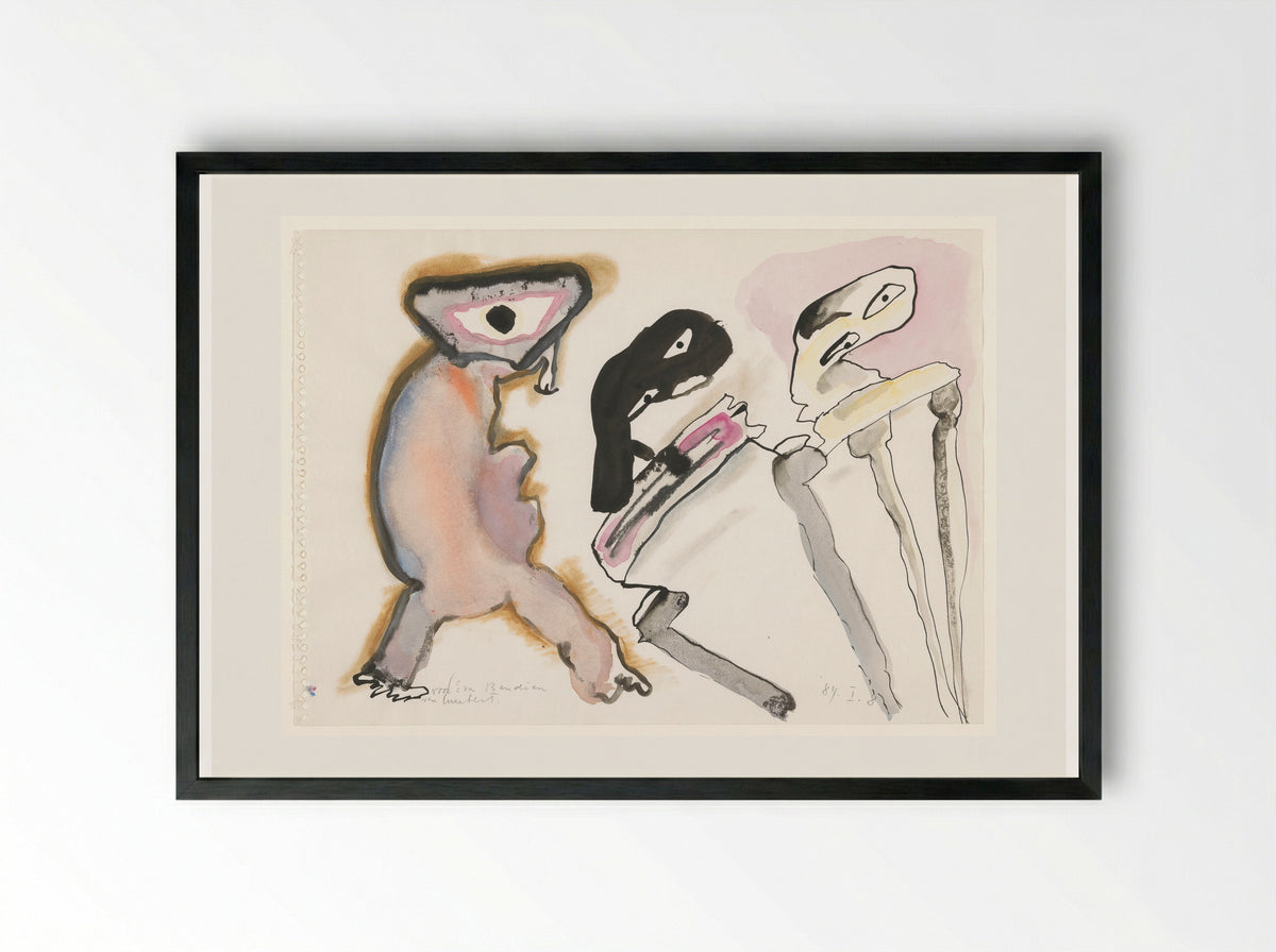 Drie fantasiefiguren - Lucebert - Framed Print Black