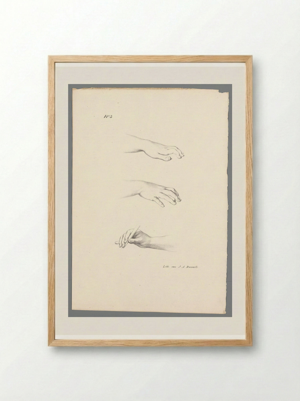 Drie handen (Three Hands) - Jean Augustin Daiwaille - Framed Print Wood